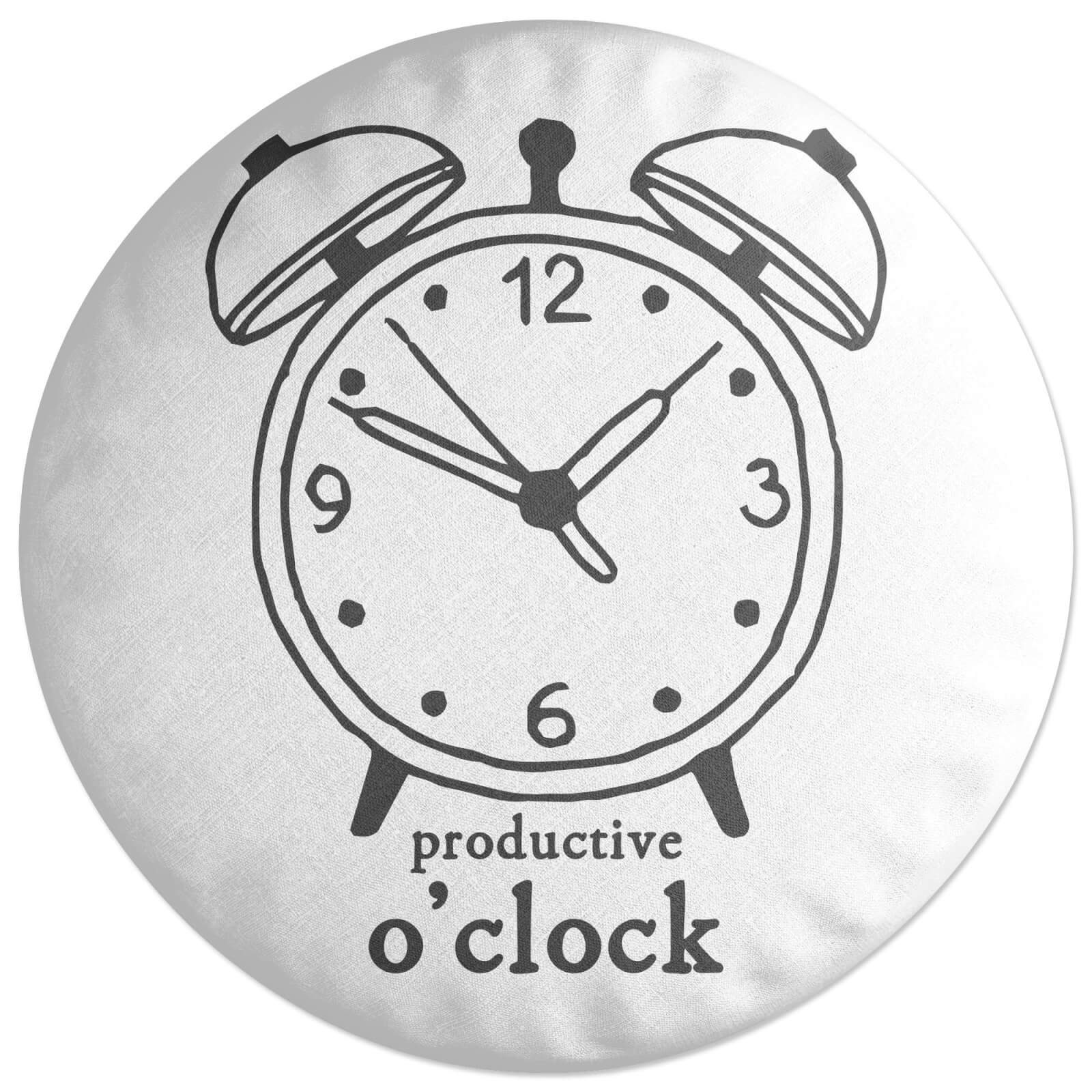 Productive O'Clock Round Cushion