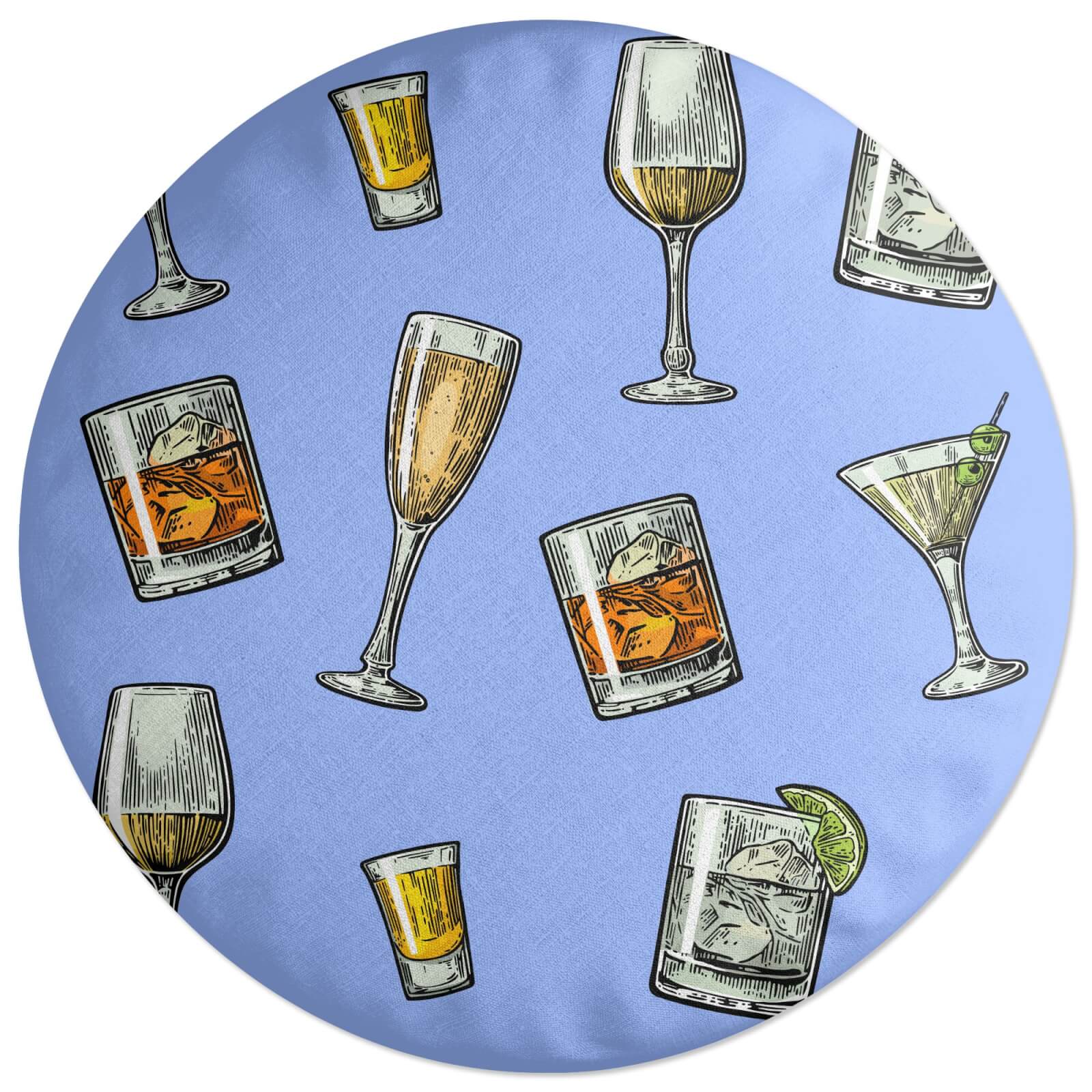 Mixed Drinks Round Cushion