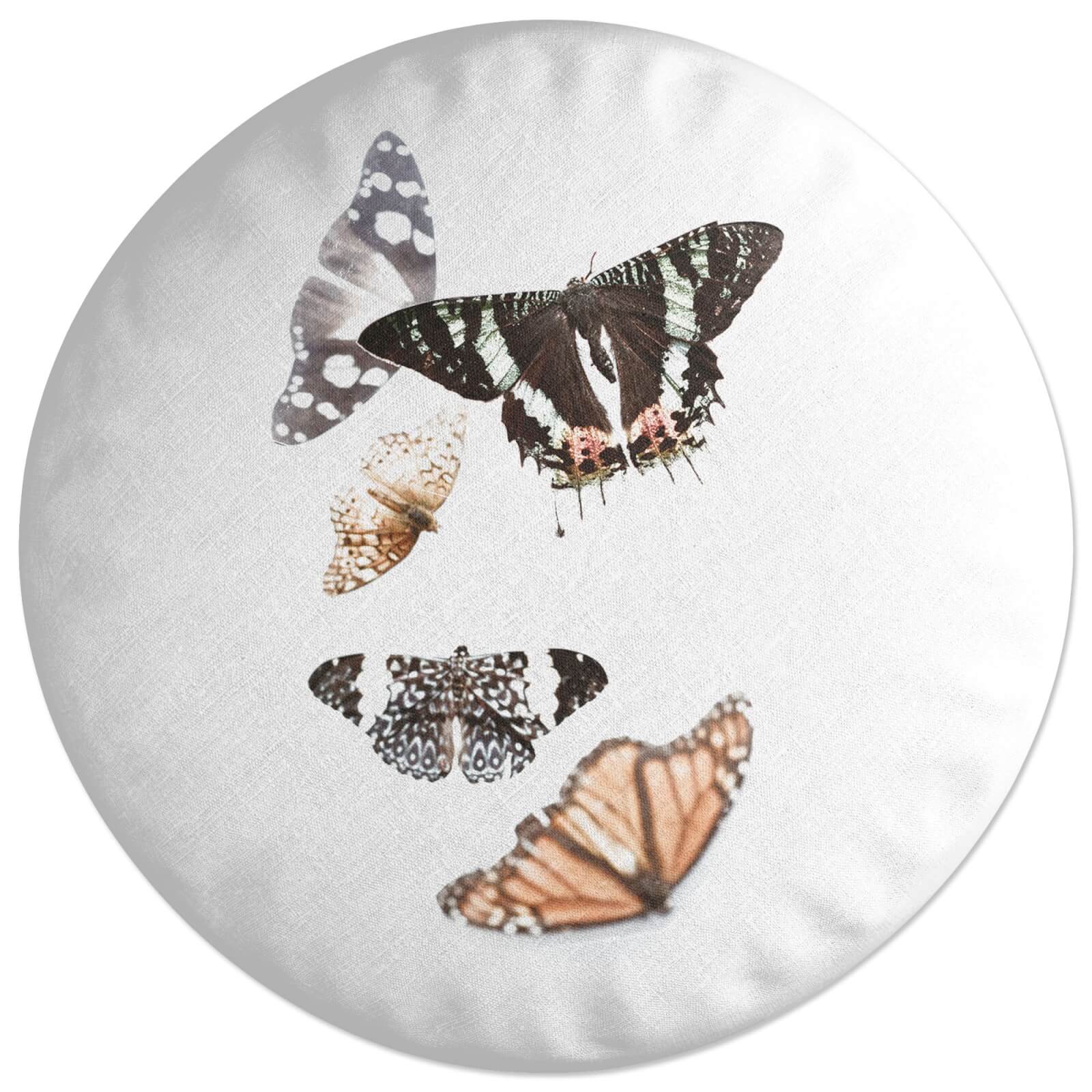 Isolated Butterflies Round Cushion