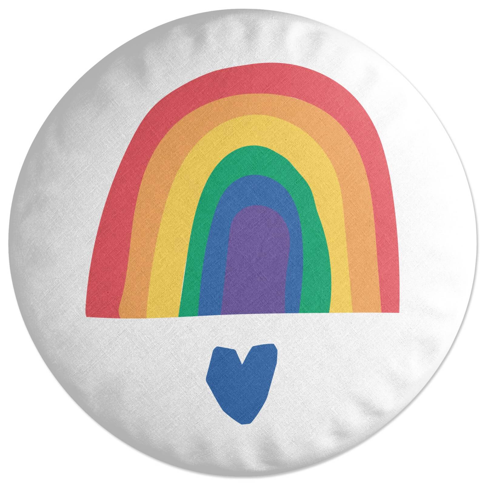 Rainbow And Heart Round Cushion