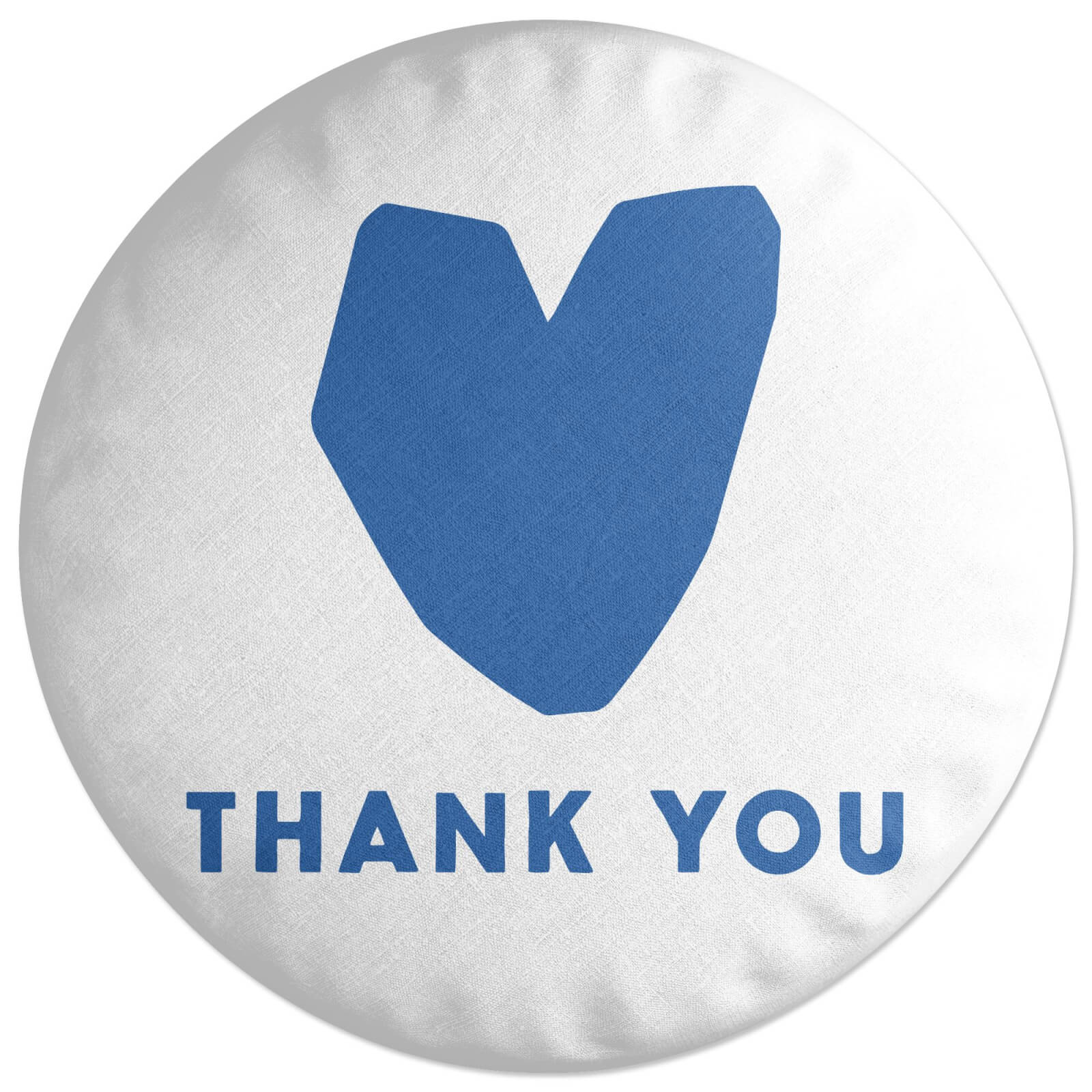 Blue Heart Thank You Round Cushion