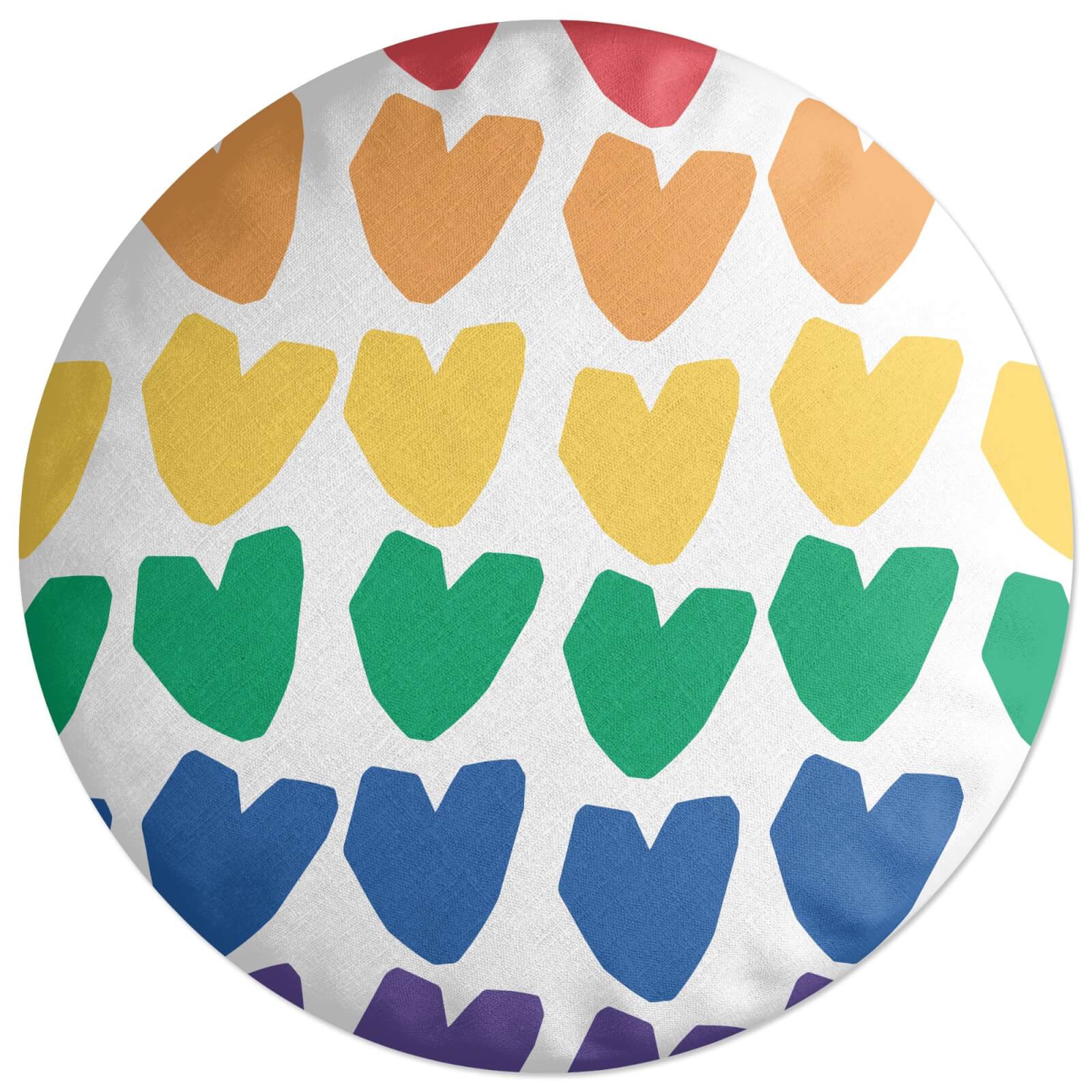 Rainbow Hearts Round Cushion