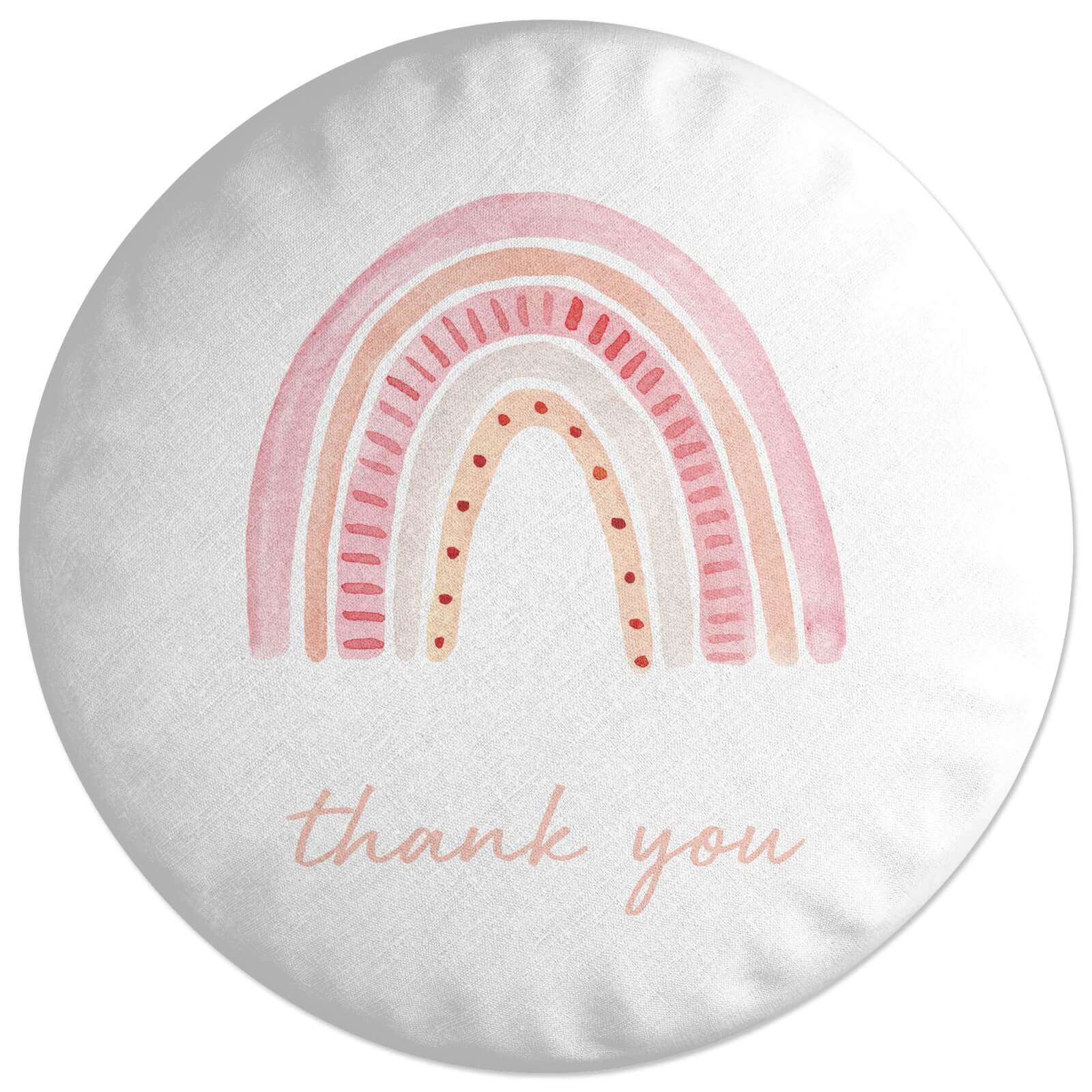 Thank You Pink Rainbow Round Cushion