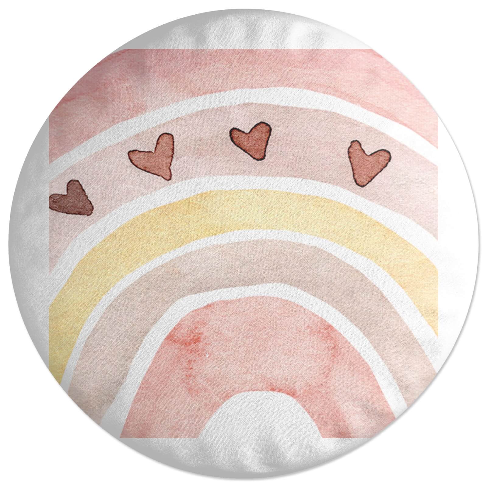 Close Up Watercolour Rainbow Round Cushion