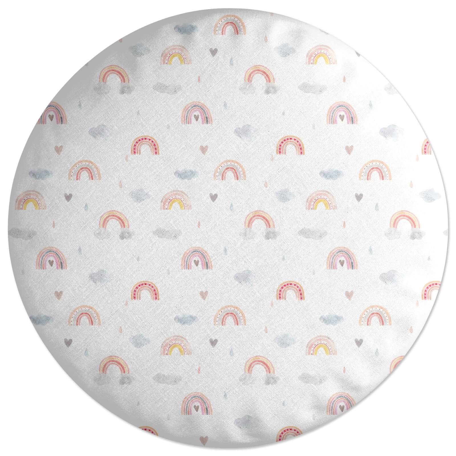 Watercolour Rainbow Pattern Round Cushion