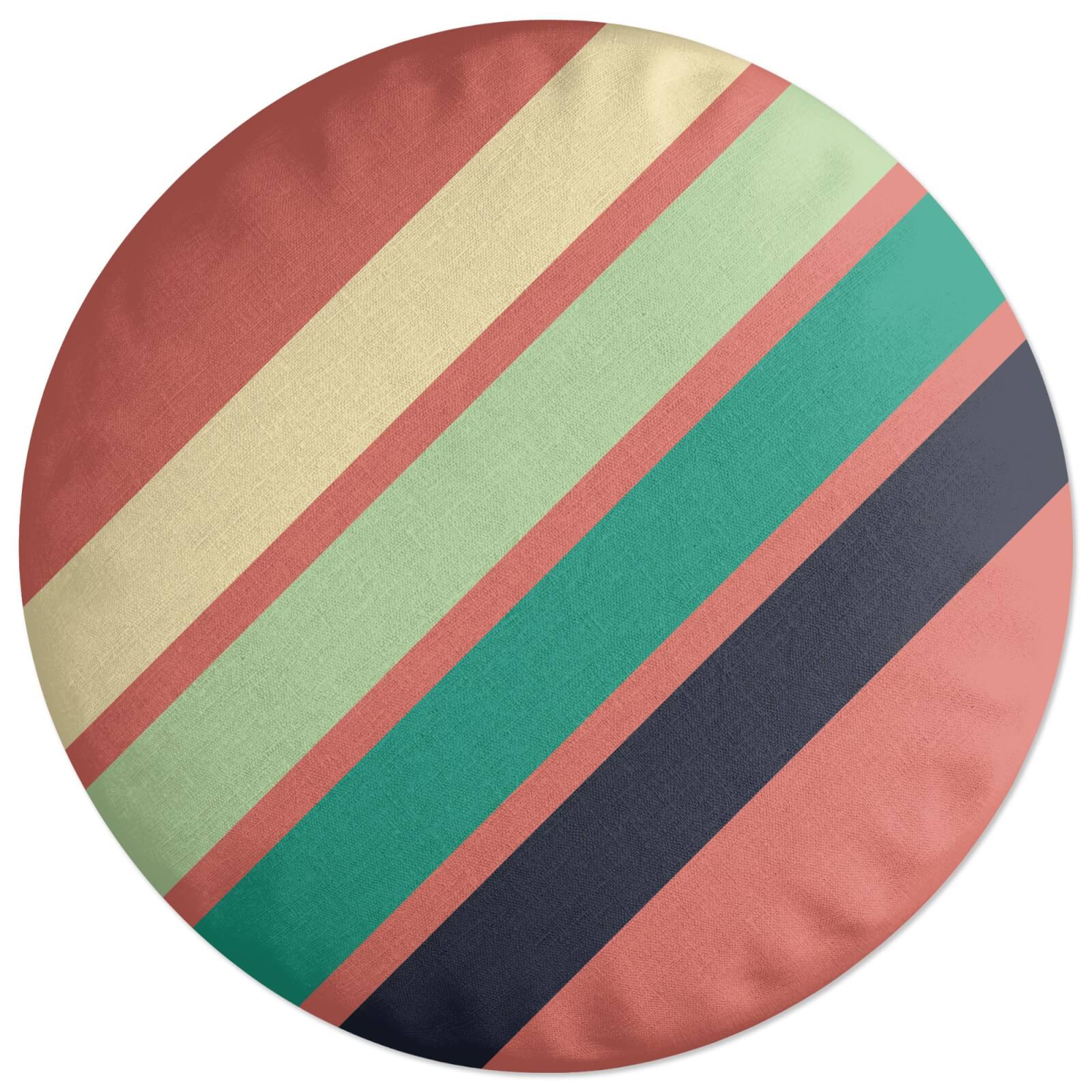 Decorsome Green Retro Stripe Round Cushion