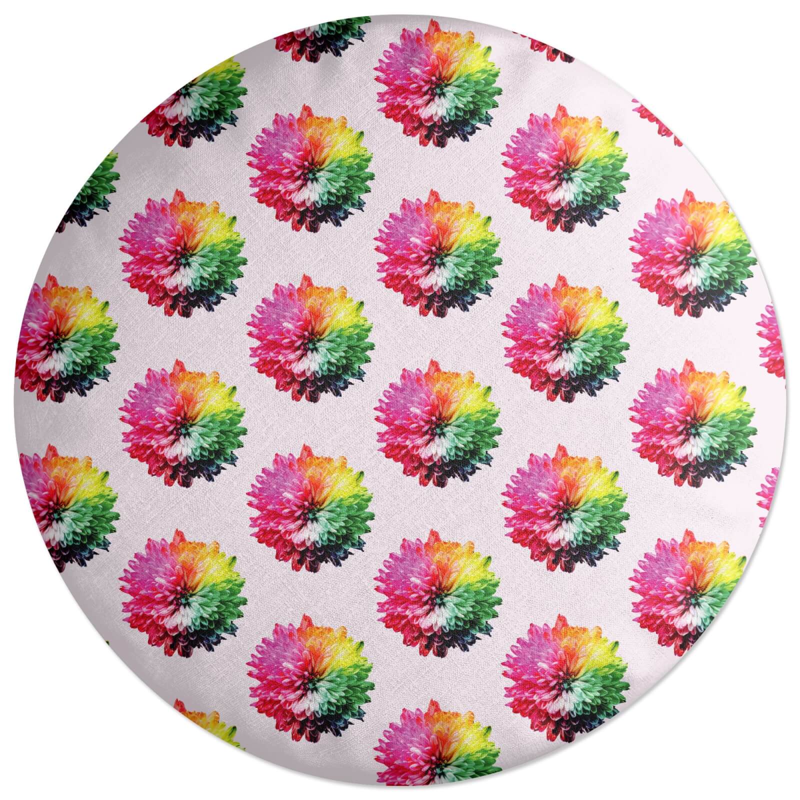 Fluro Flower Pattern Light Round Cushion