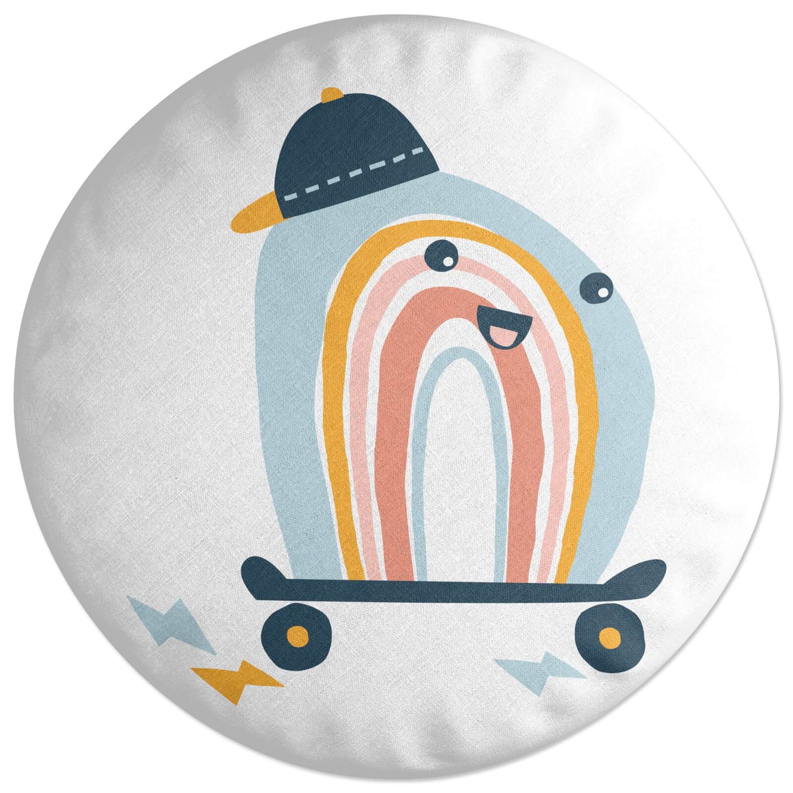 Skating Rainbow Round Cushion