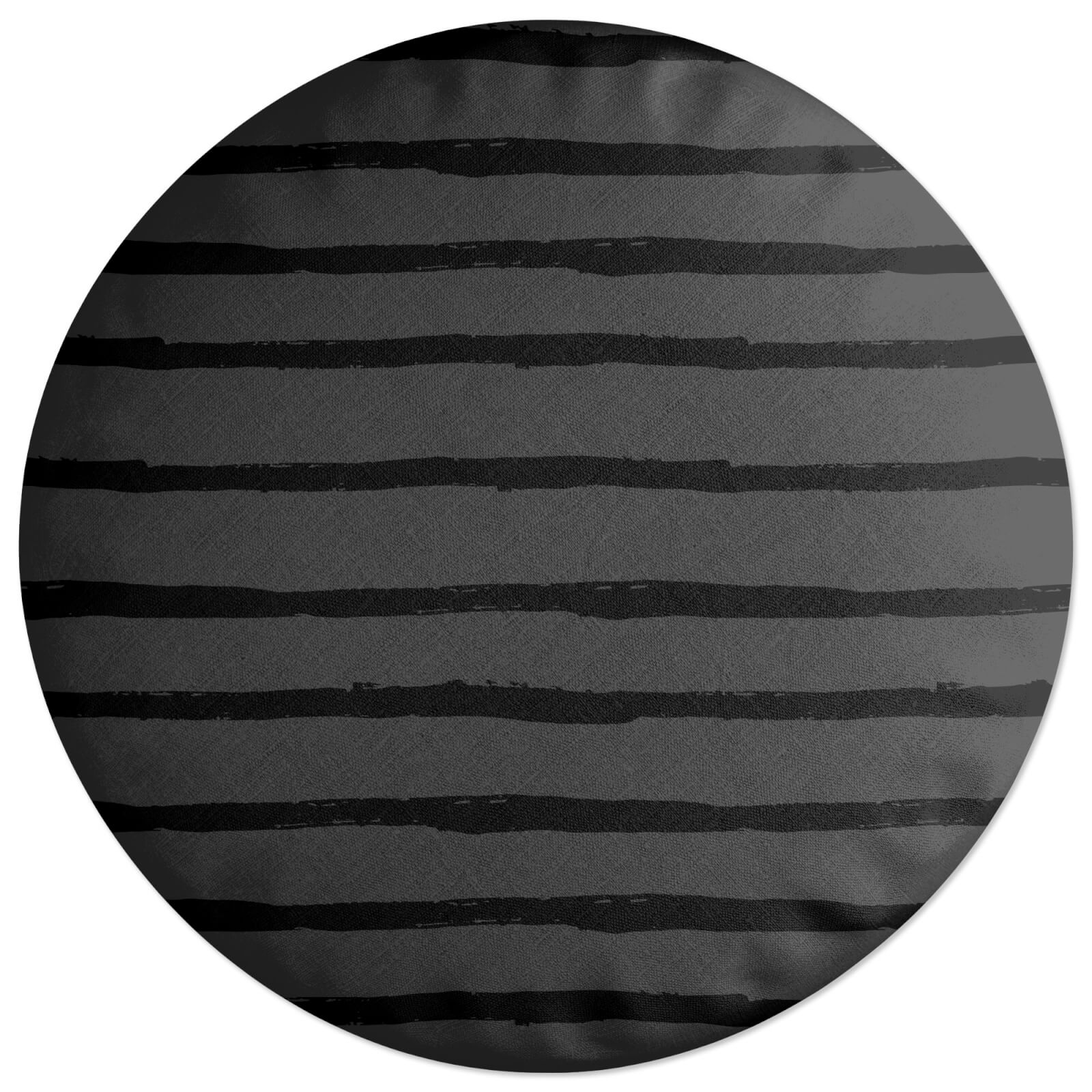Inky Horizontal Stripes Round Cushion