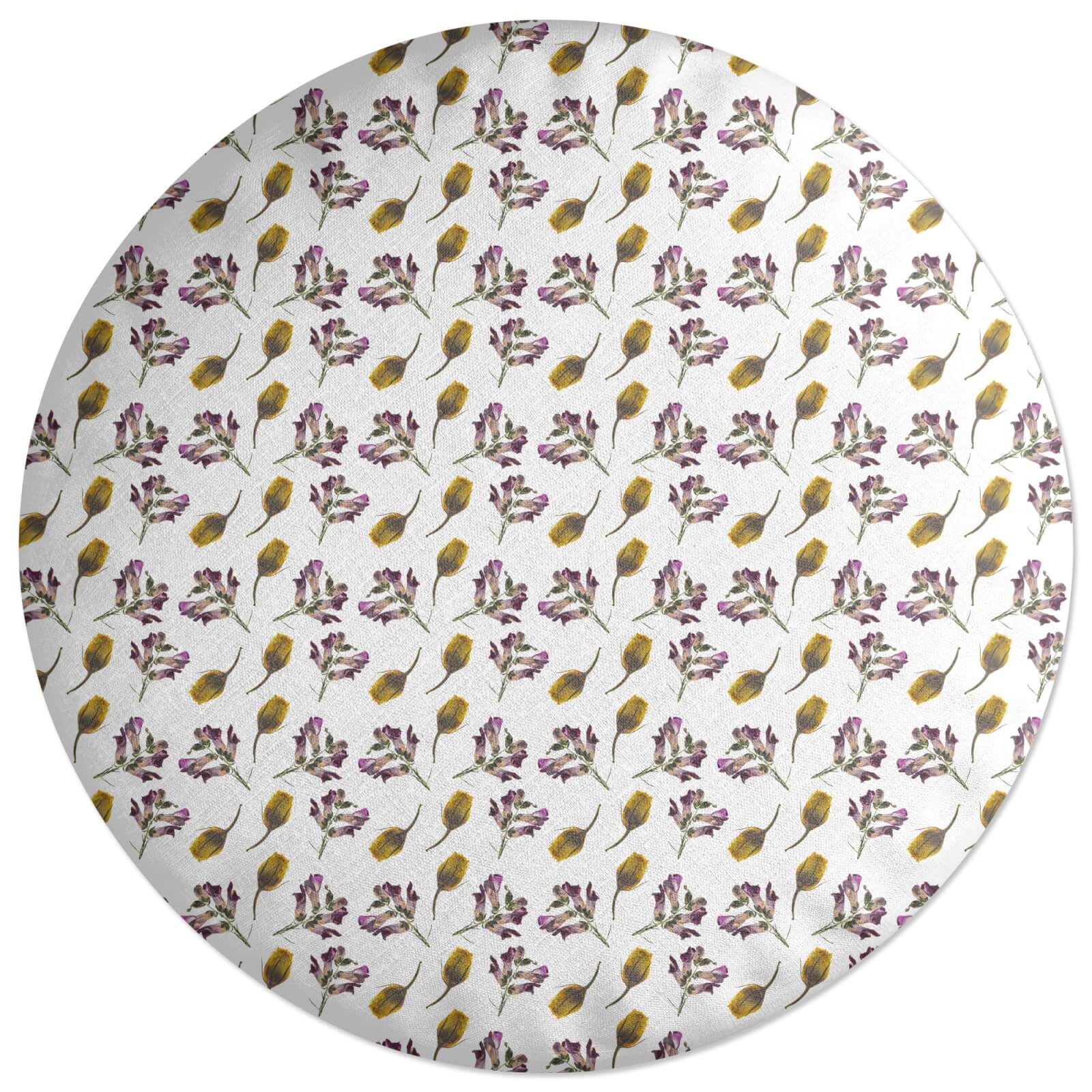 Pressed Flowers Round Cushion