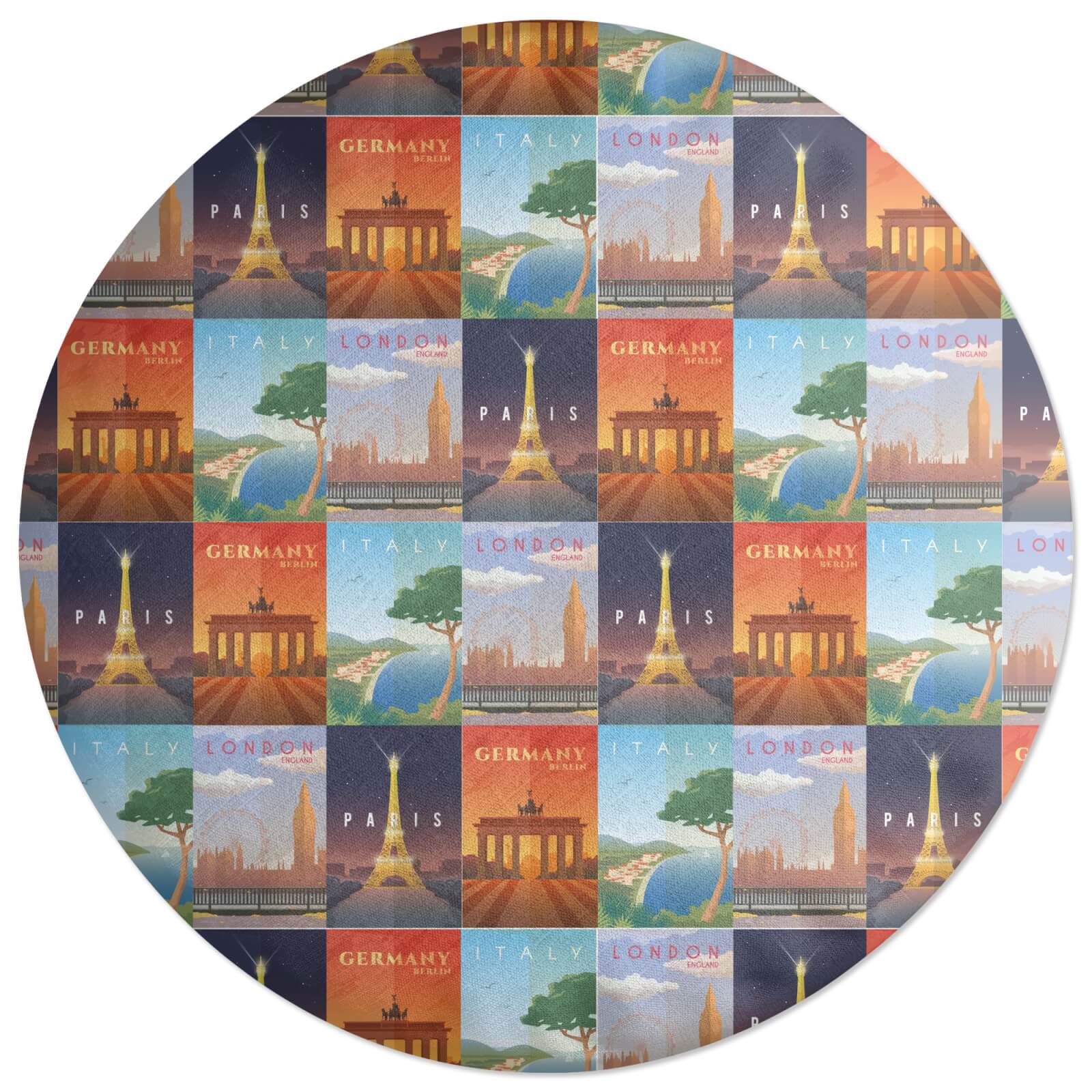 Decorsome Travel Europe Round Cushion
