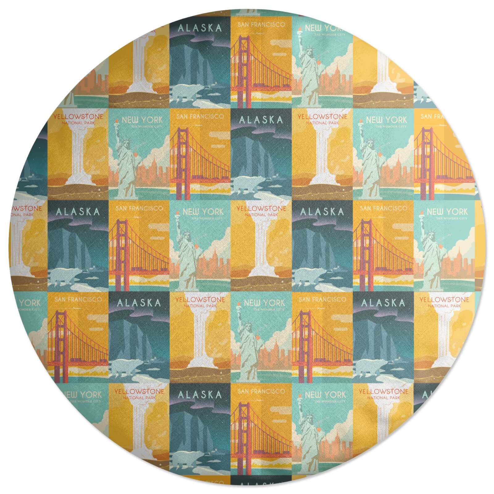 Travel The Americas Round Cushion