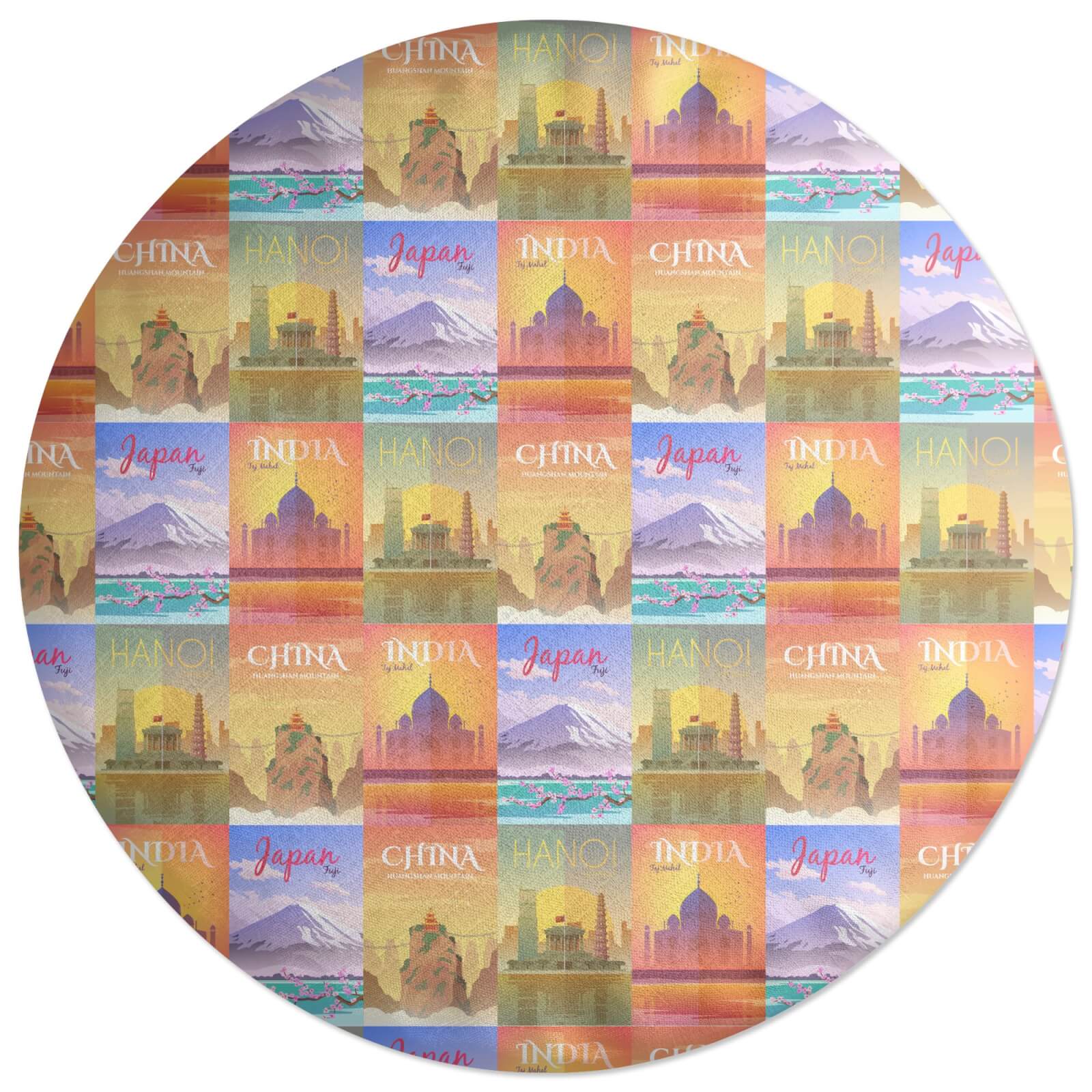 Travel In Asia Round Cushion
