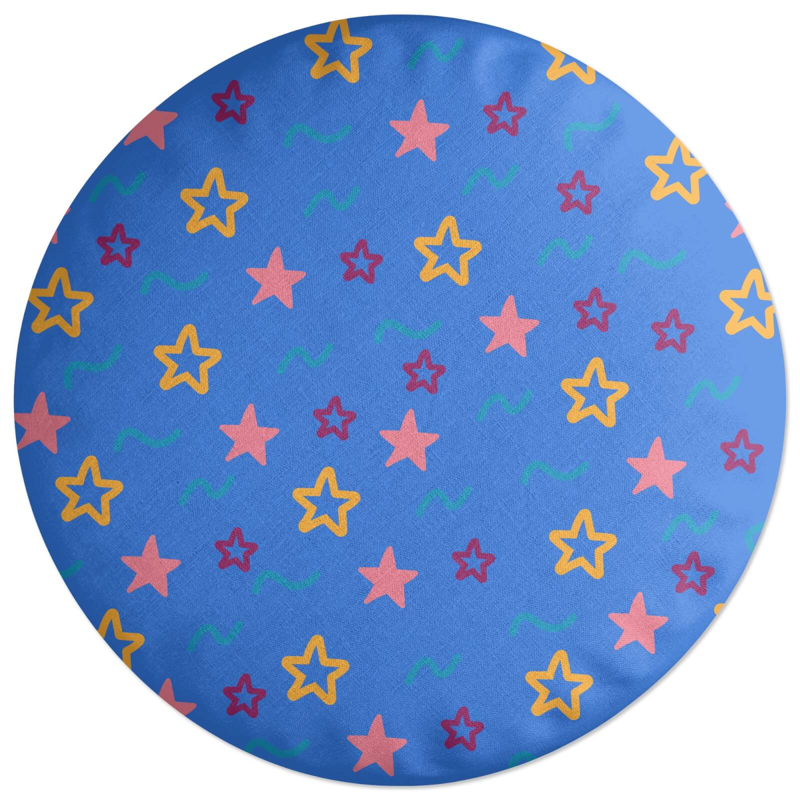 Stars And Squiggles Round Cushion