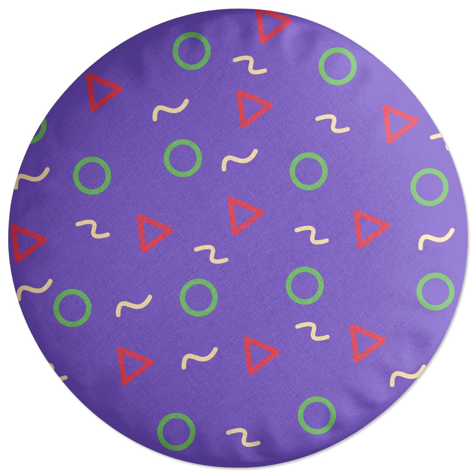 Circles, Triangles And Squiggles Round Cushion