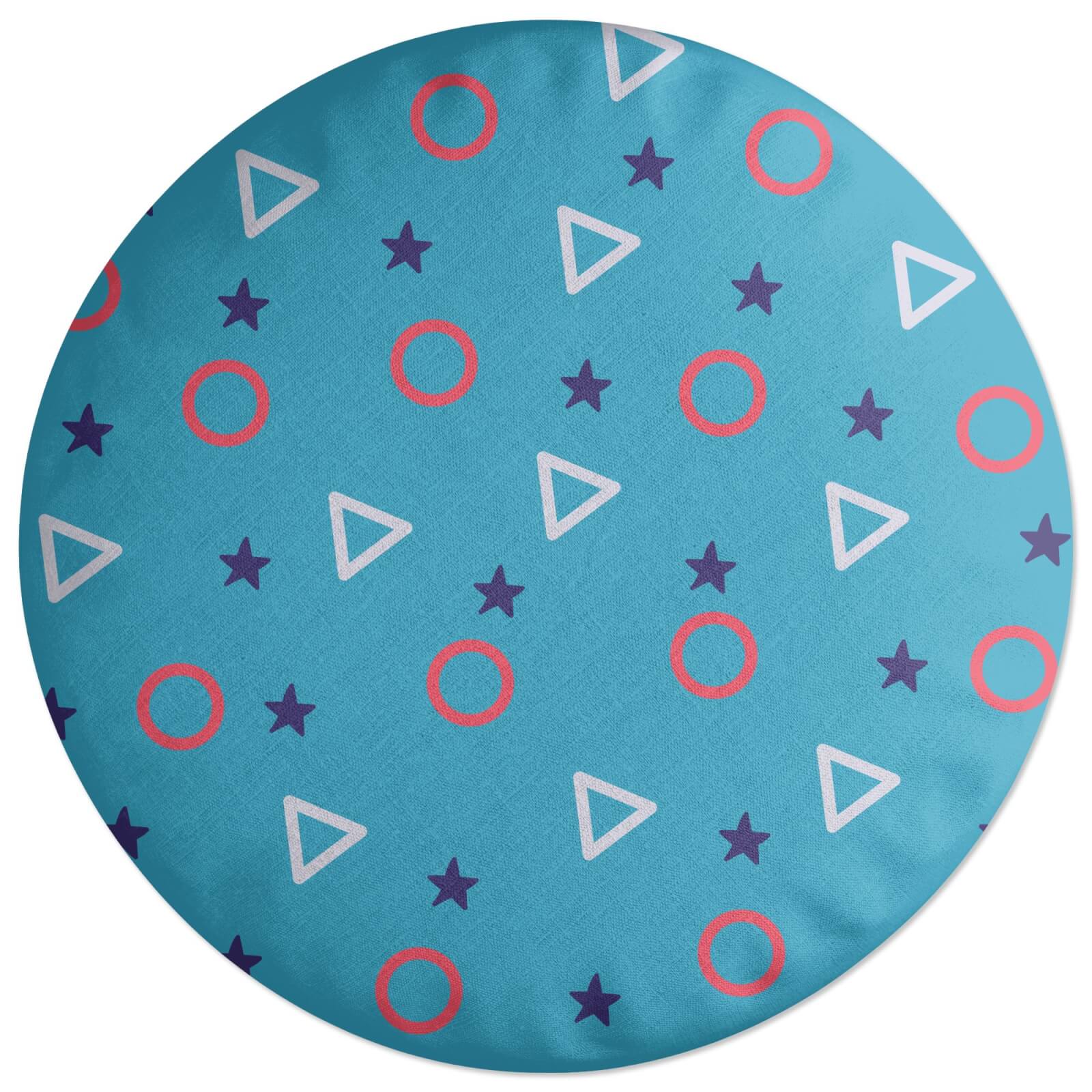 Circles, Triangles And Stars Round Cushion