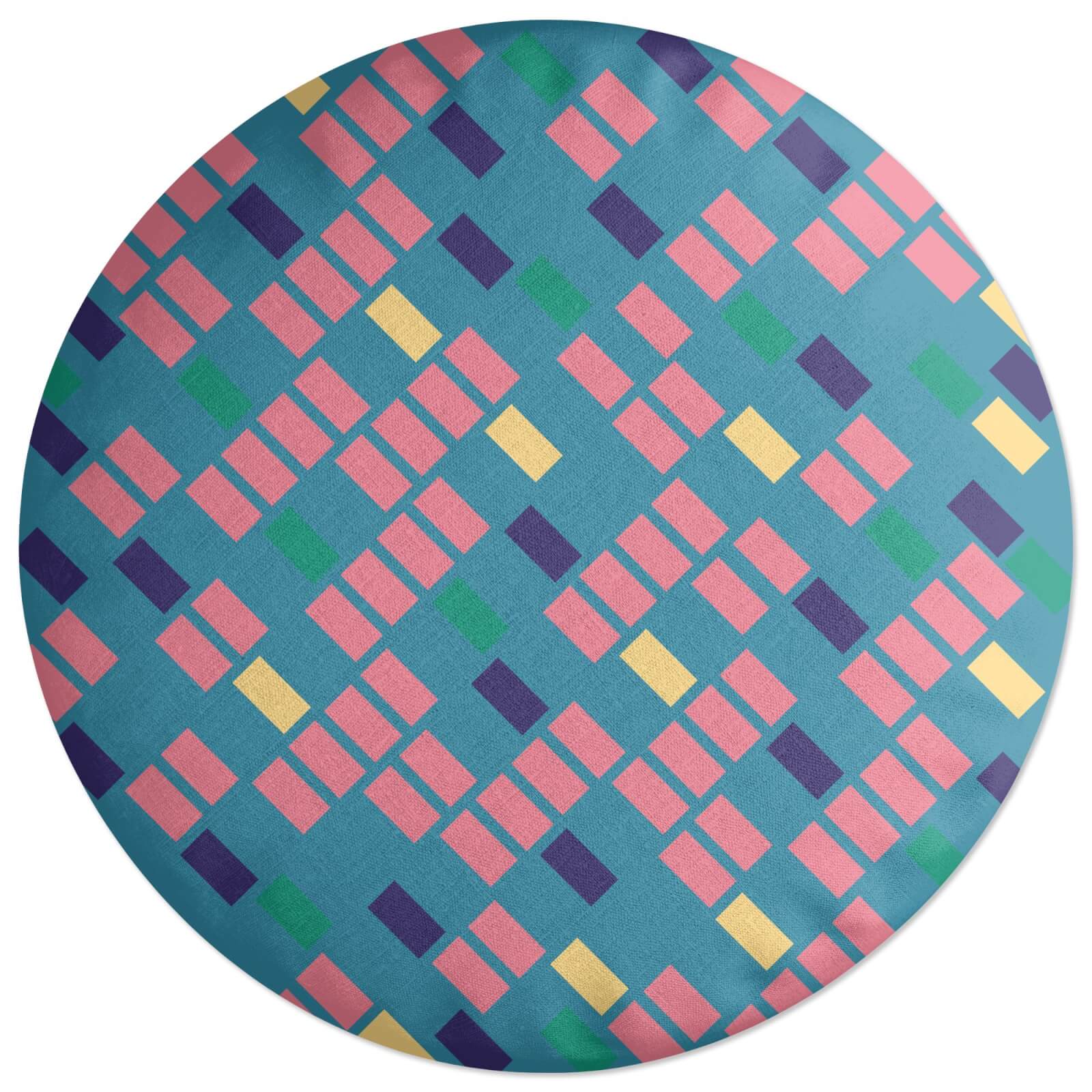 Rainbow Scattered Lines Round Cushion