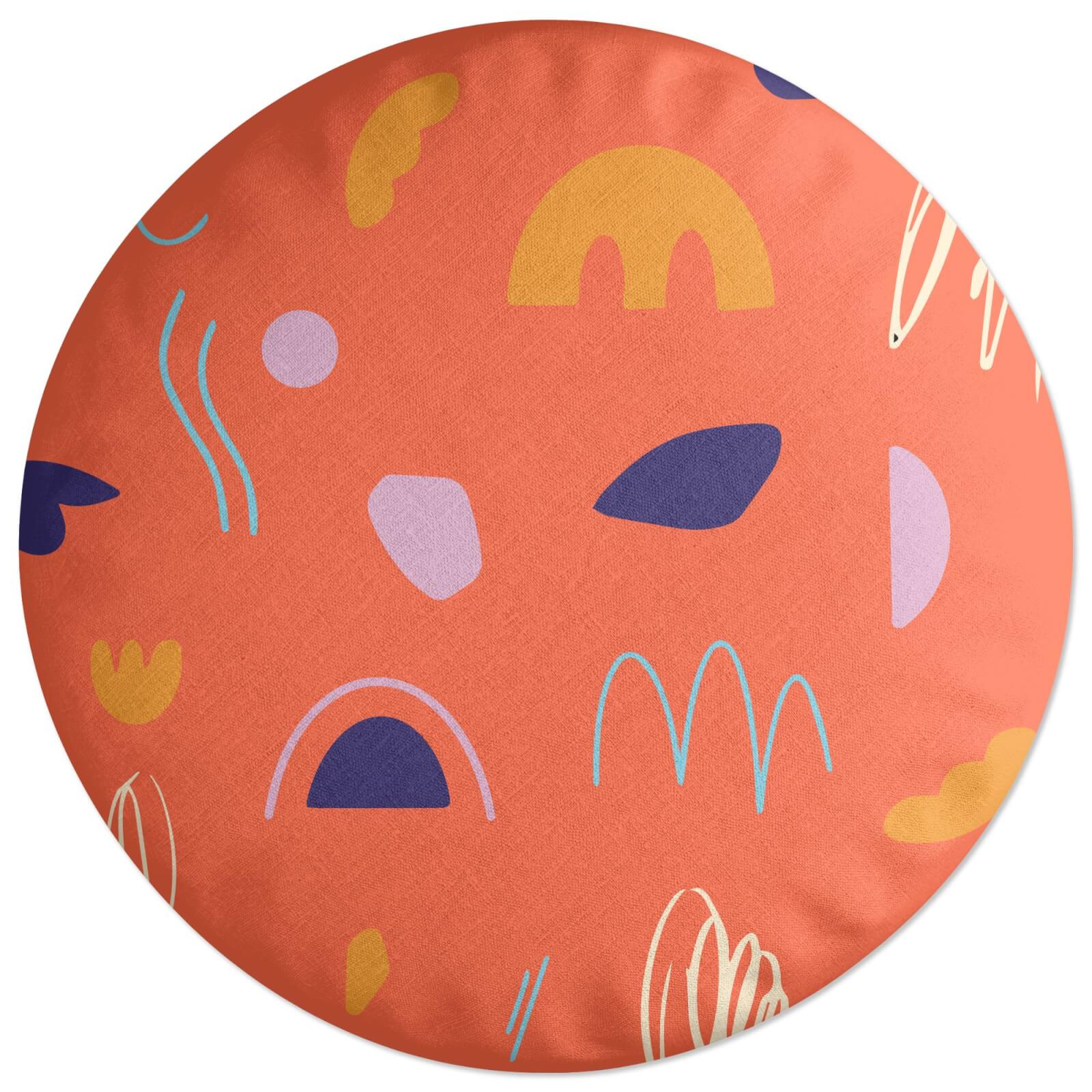 Shapes And Sqiuggles Round Cushion