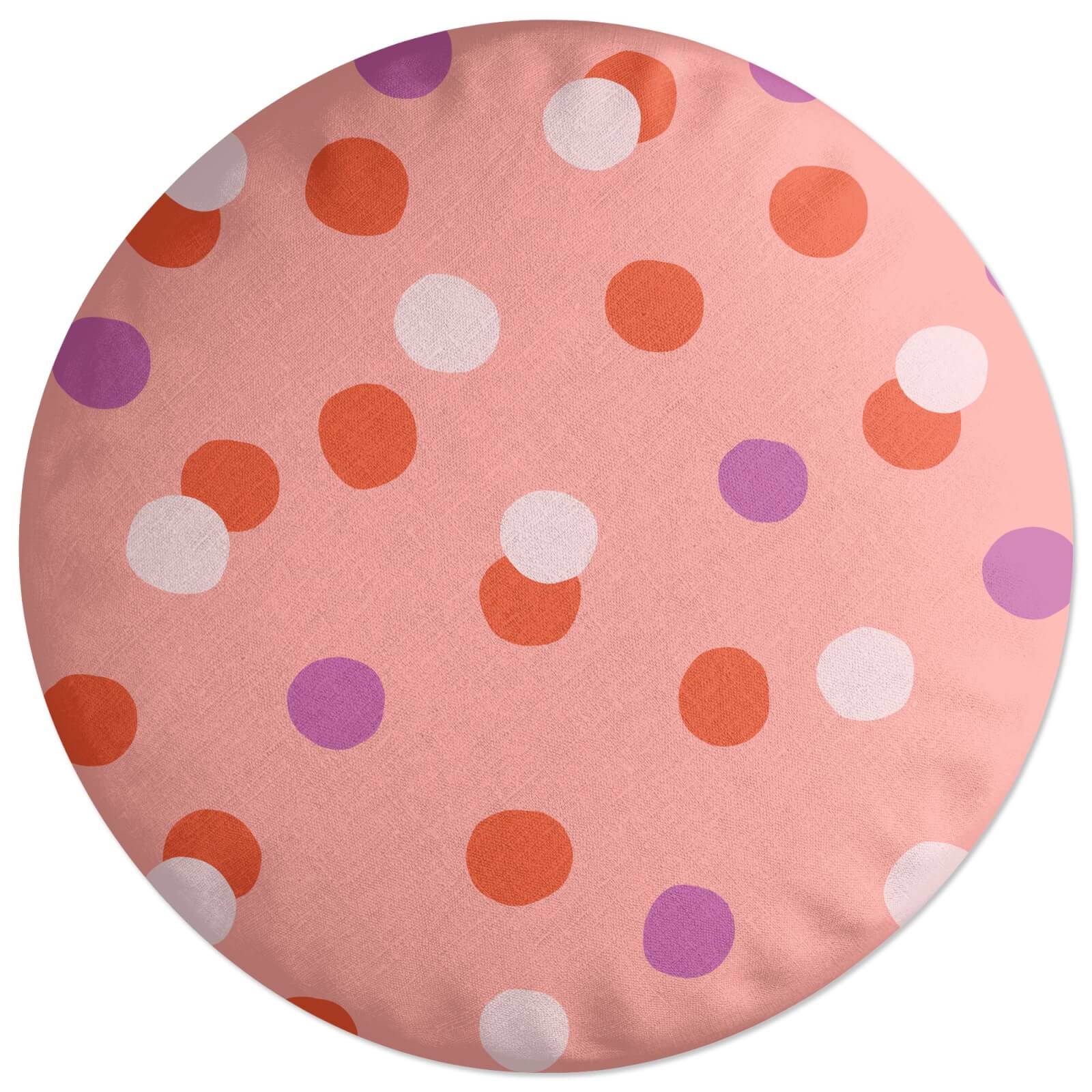 Mixed Colours Dots Round Cushion