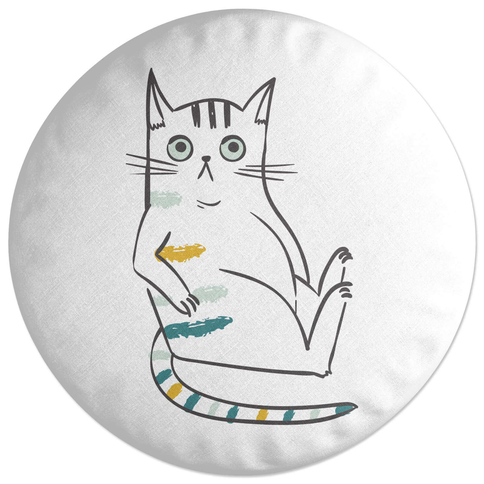 Inquisitive Cat Round Cushion