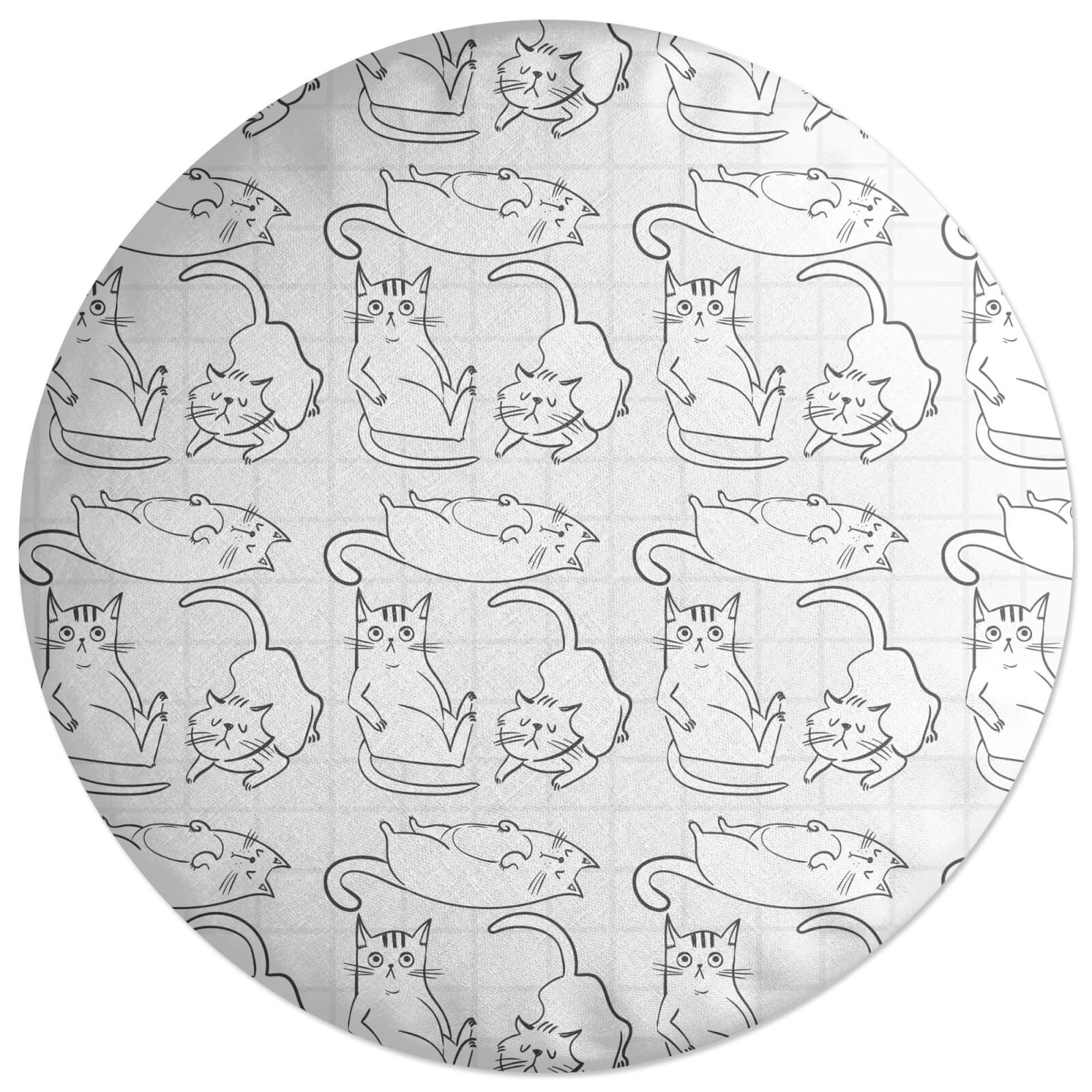 Decorsome Cat Outline Pattern Round Cushion