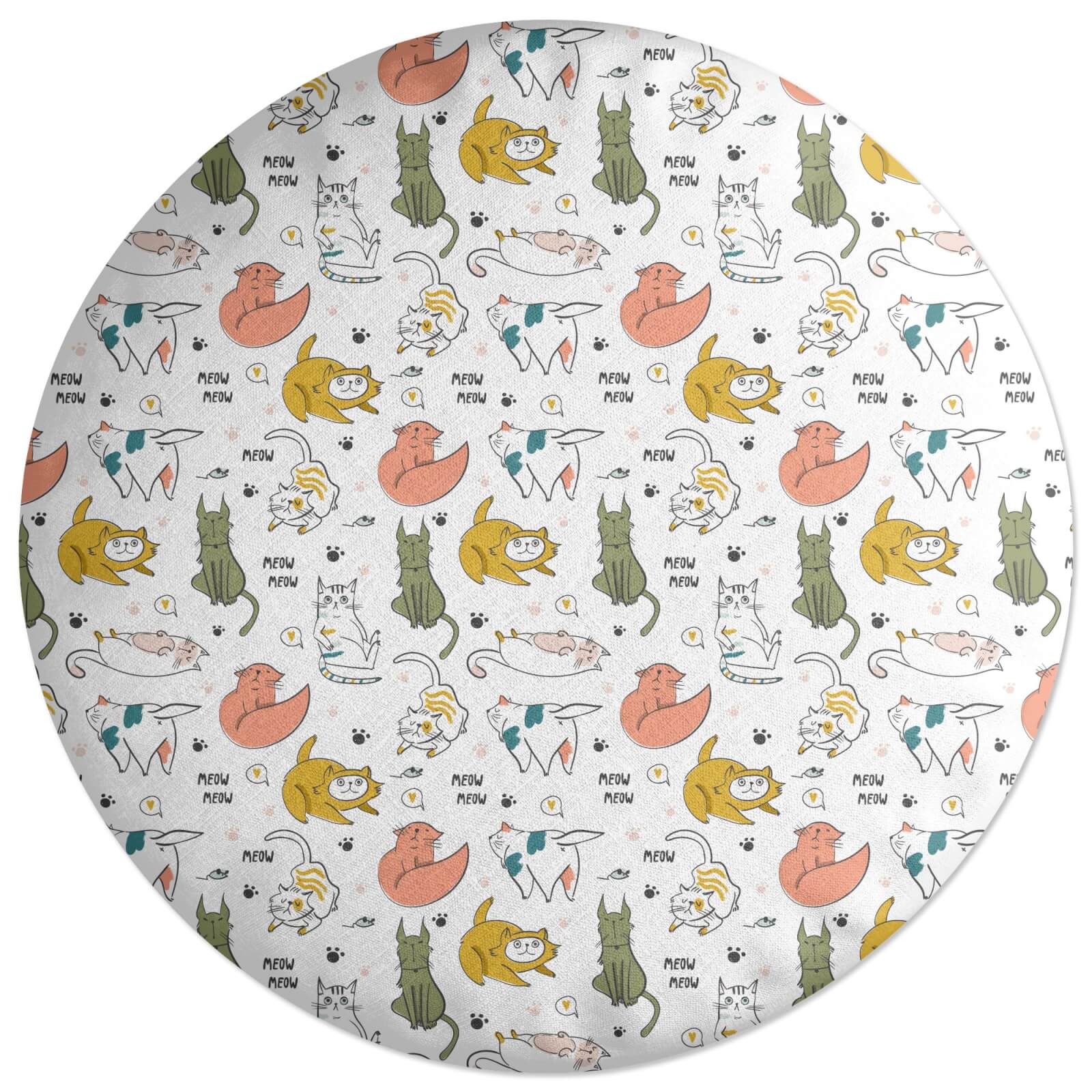 Colourful Cat Pattern Round Cushion
