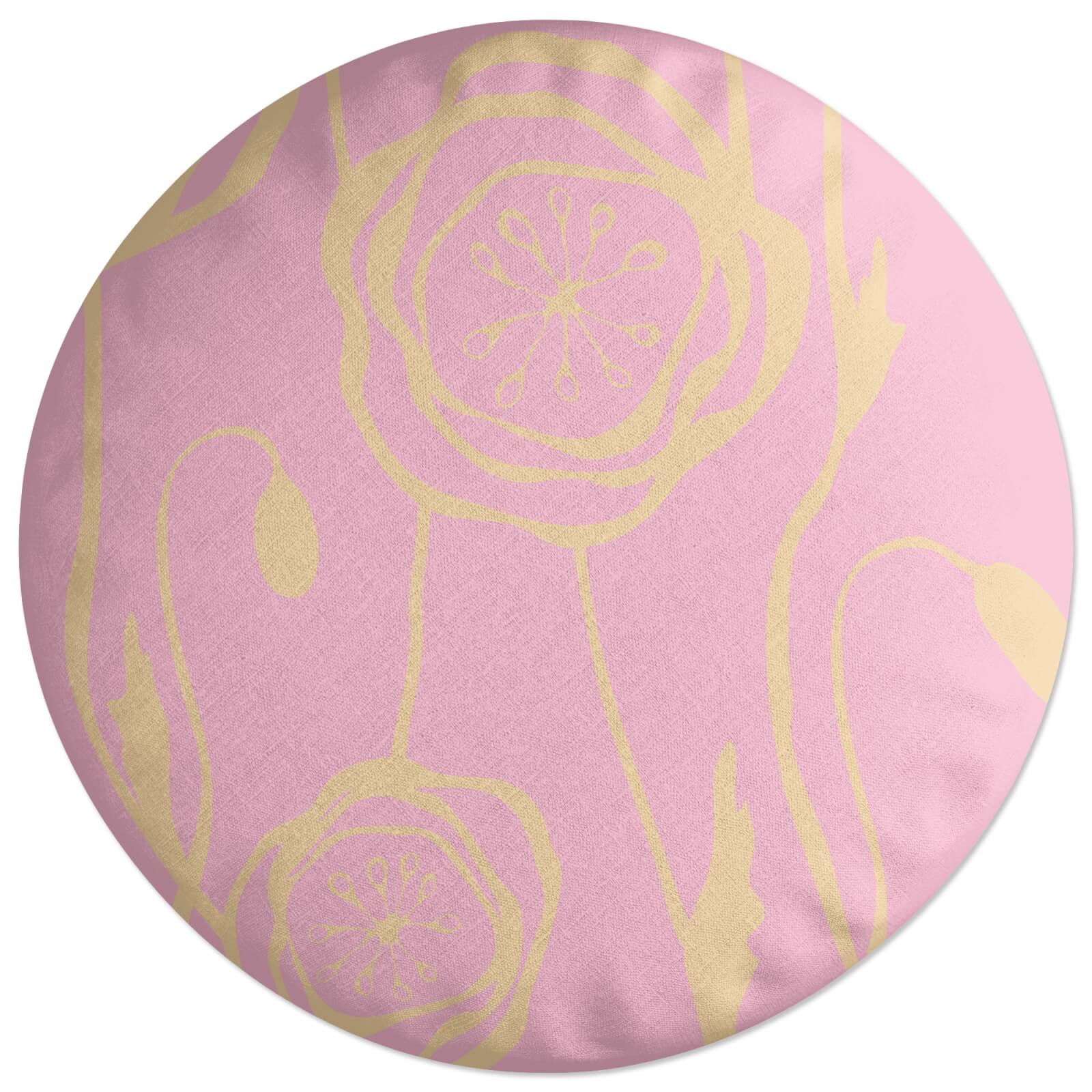 Light Poppies Round Cushion