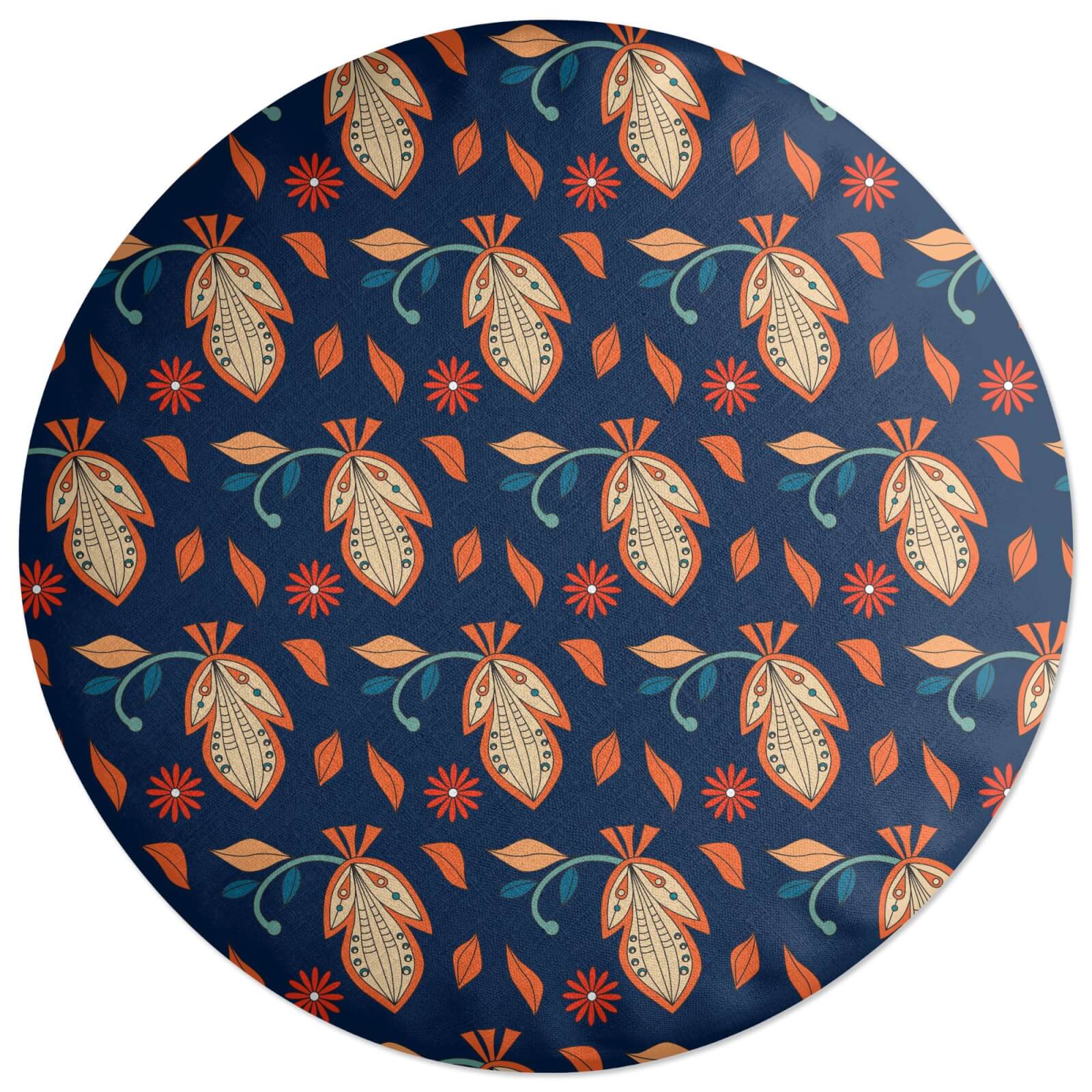 Retro Florals Round Cushion