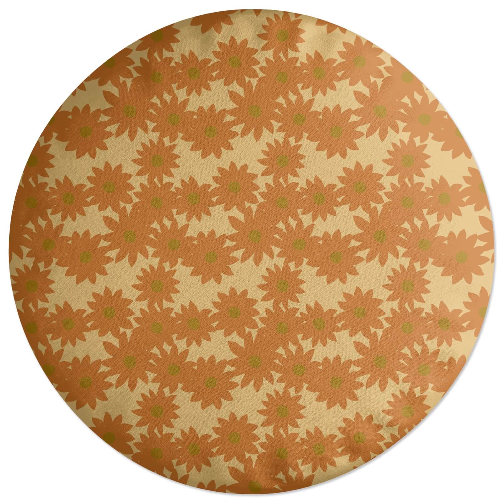 Fuzzy Flowers Round Cushion