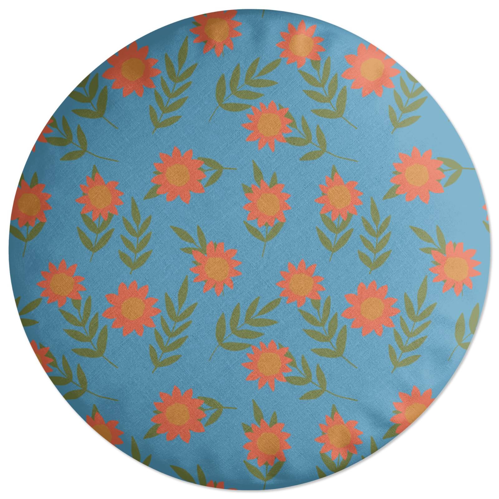 Decorsome Retro Sunflowers Round Cushion