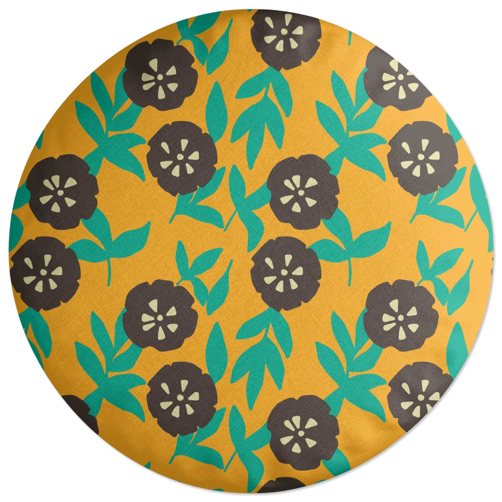 Retro Pansy Round Cushion