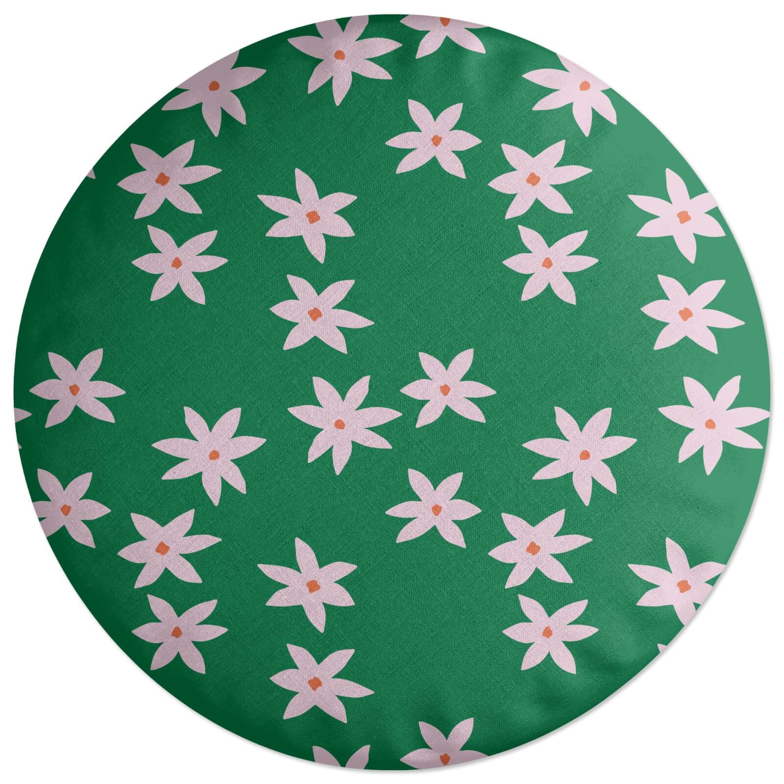 Retro Pressed Flowers Round Cushion