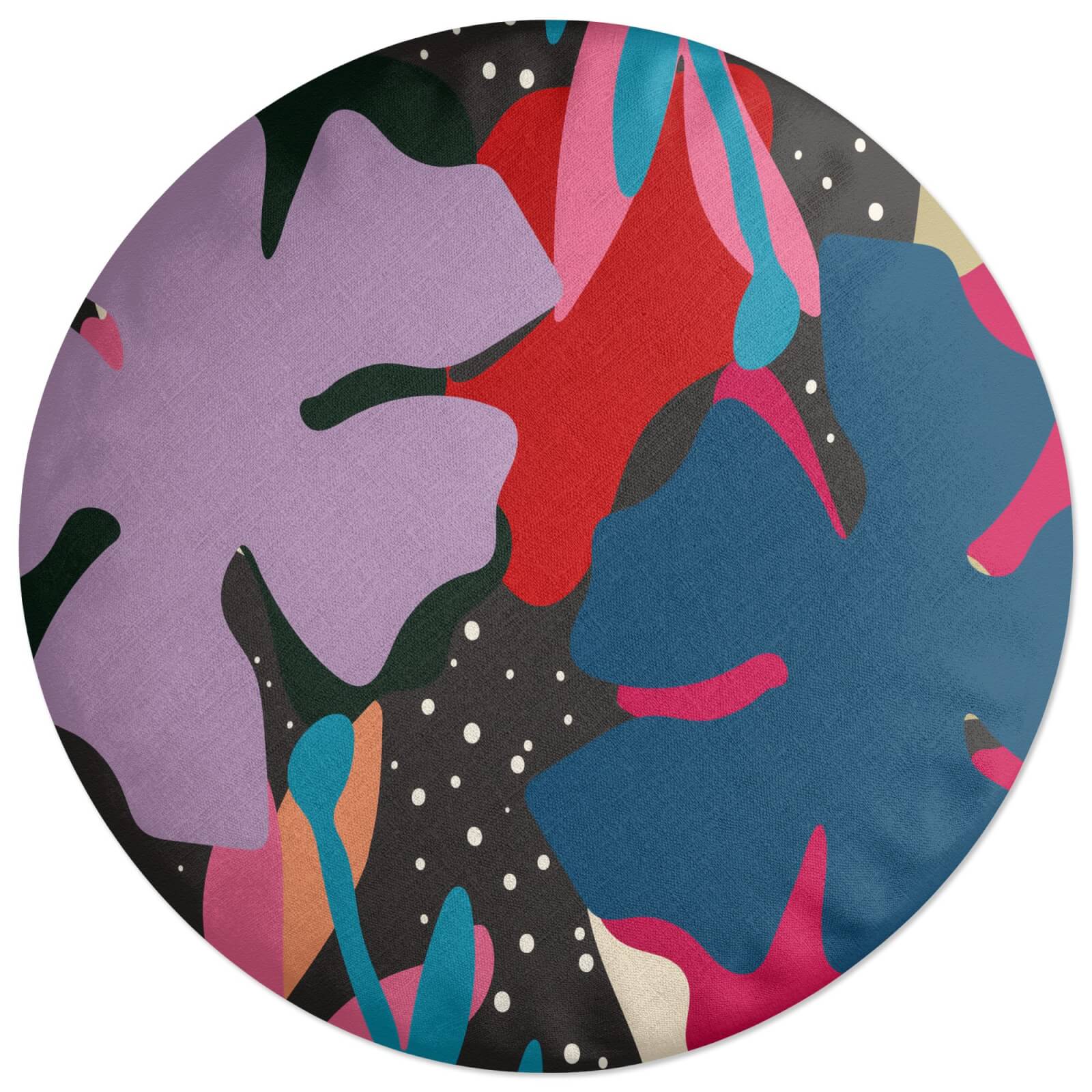 Abstract Retro Botanicals Round Cushion