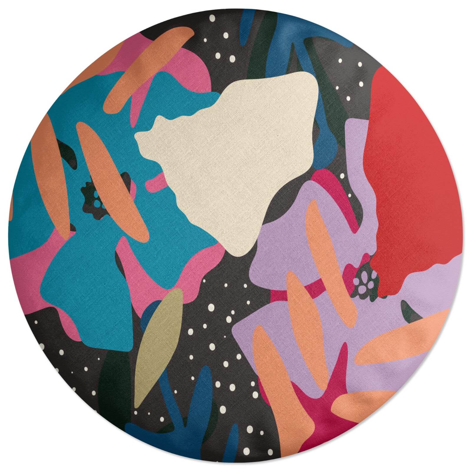 Retro Abstract Leaves Round Cushion
