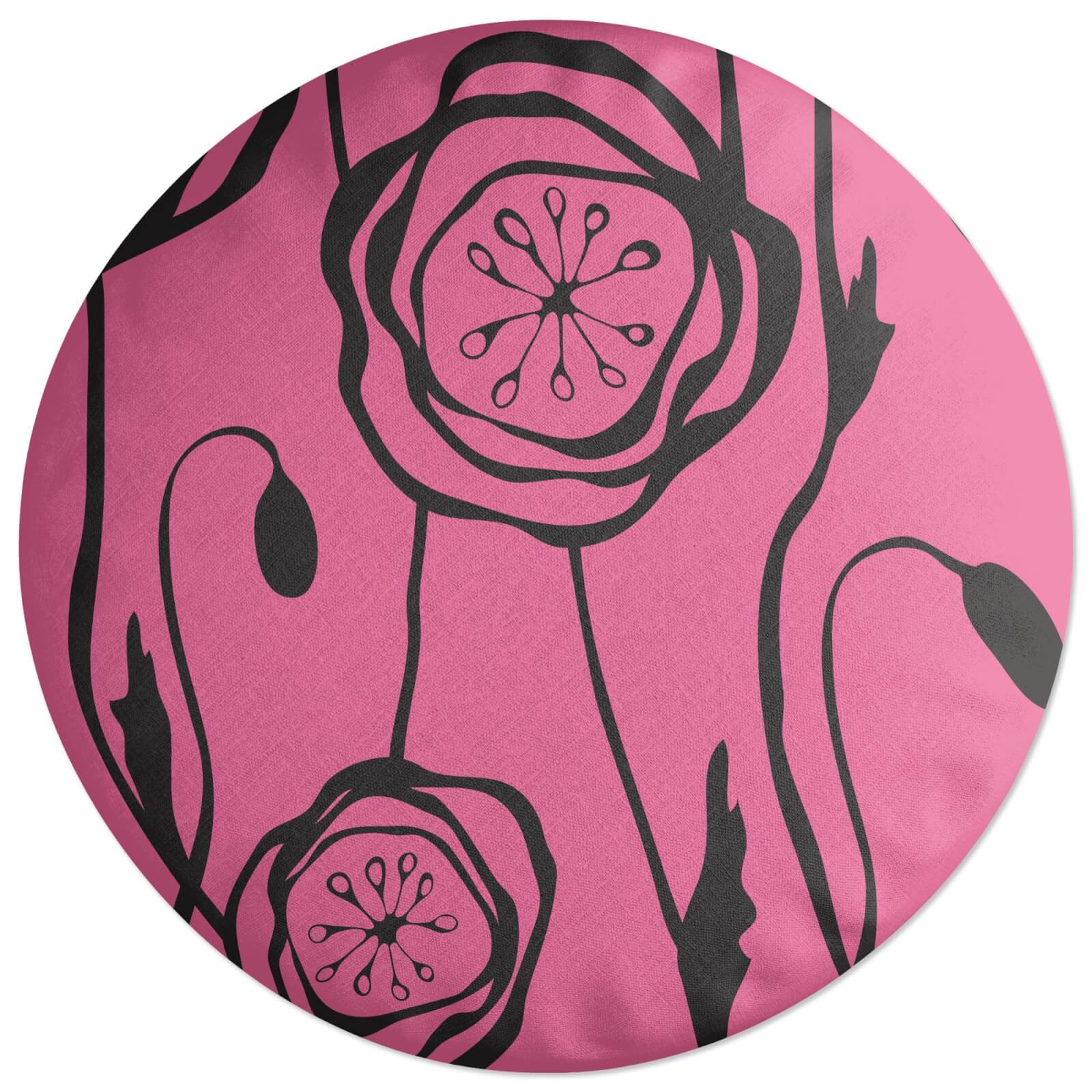 Retro Poppy Round Cushion