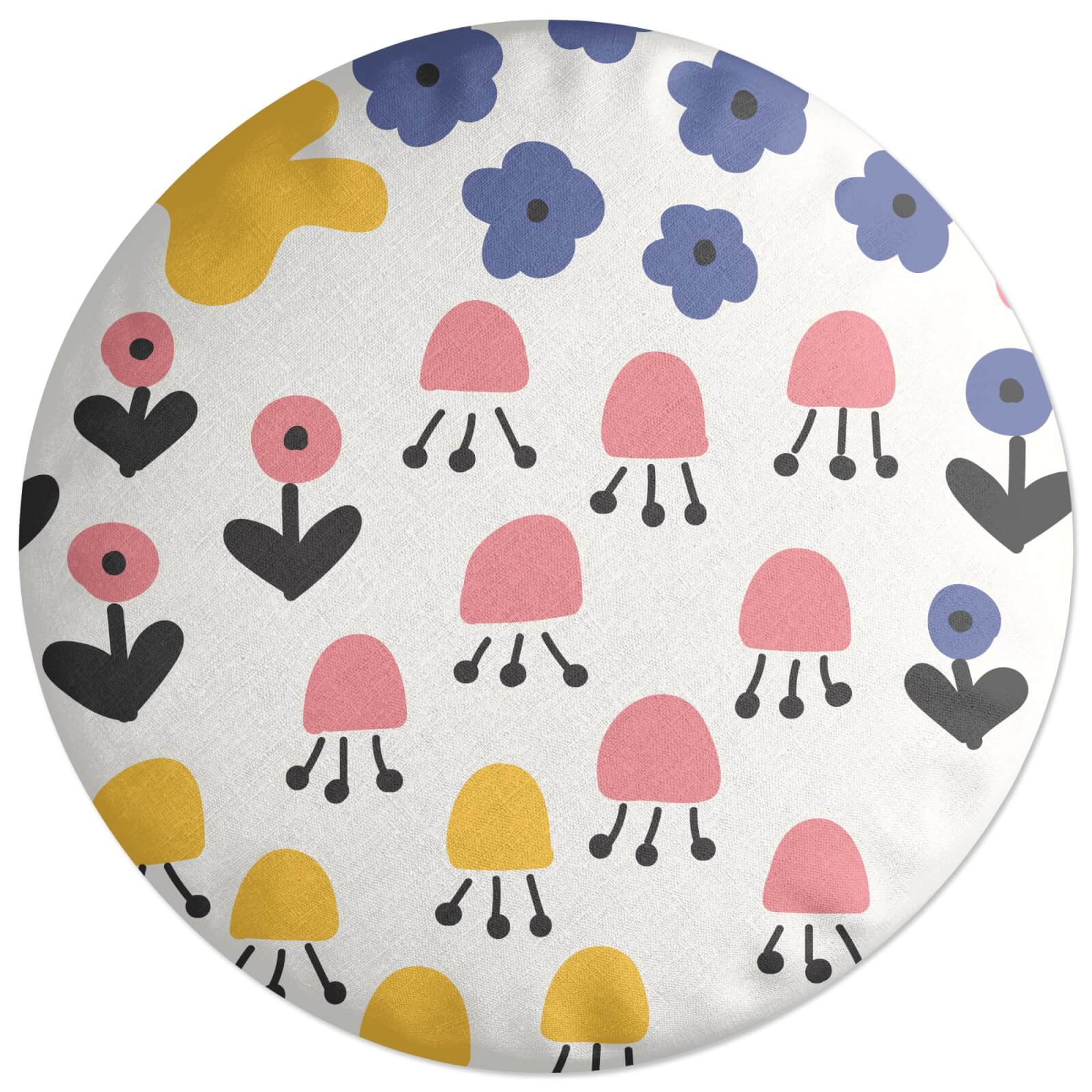 Retro Meadow Round Cushion