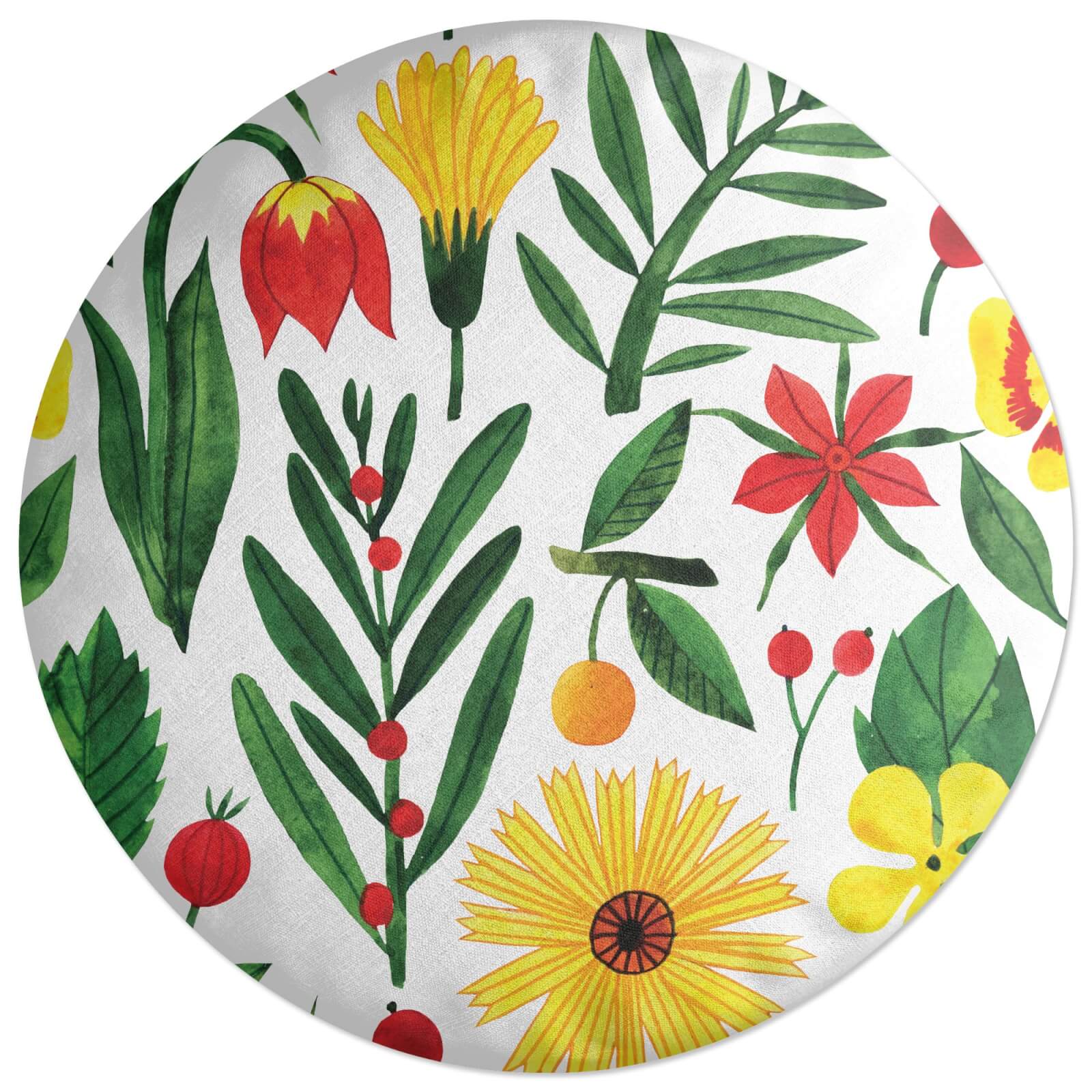 Retro Florals Round Cushion