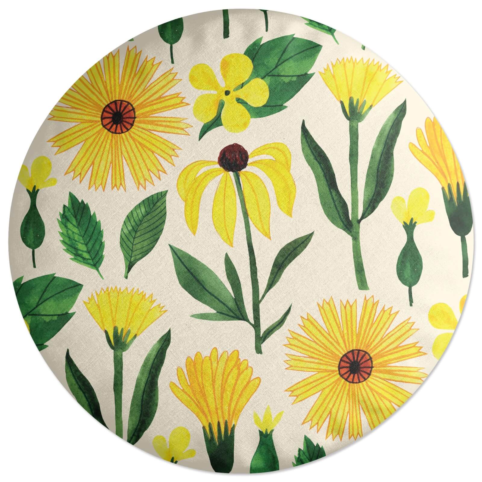 Decorsome Retro Mellow Flowers Round Cushion