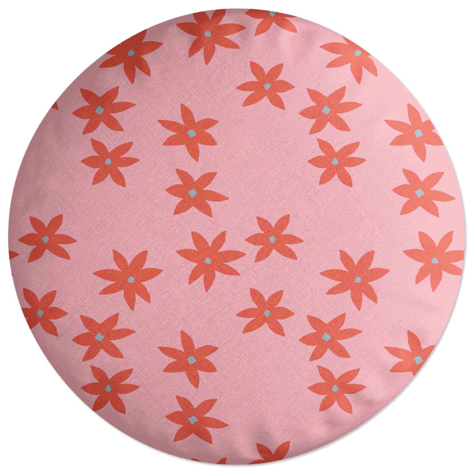 Scattered Star Flowers Round Cushion