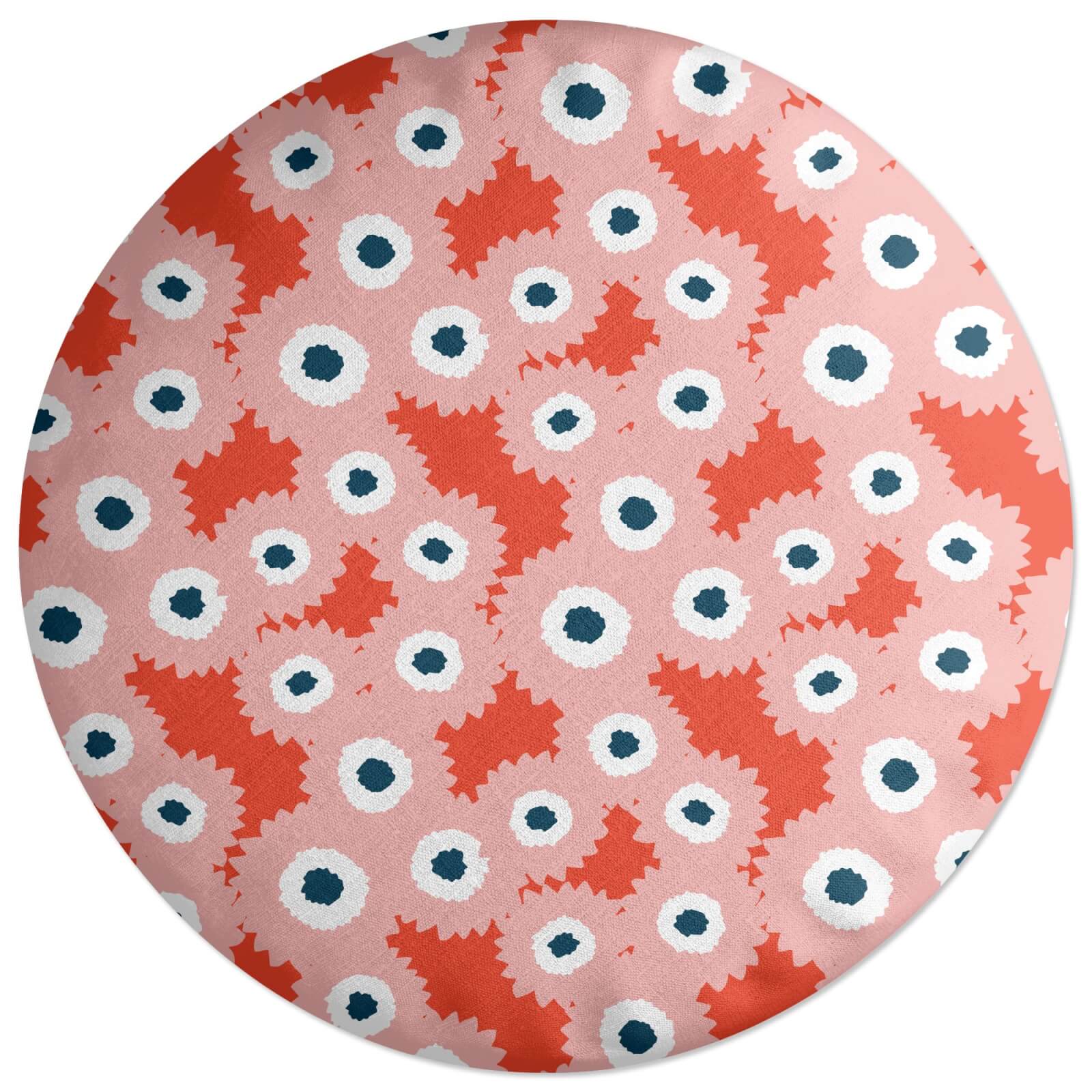 Fuzzy Flowers Round Cushion