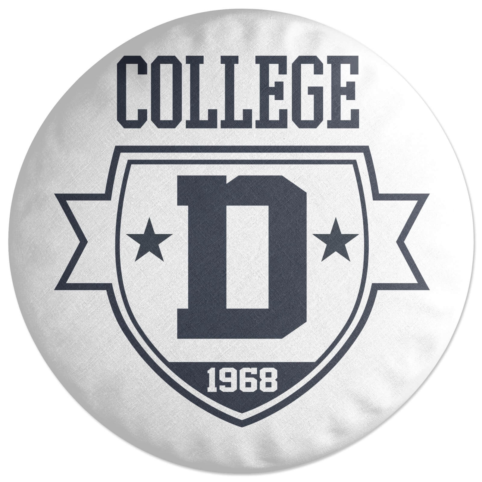 College Motif Round Cushion