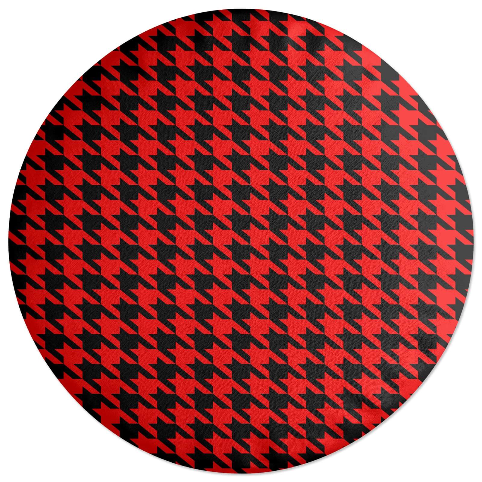 Red Dogtooth Round Cushion
