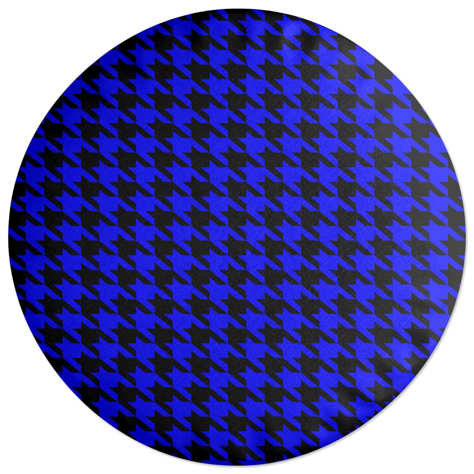 Blue Dogtooth Round Cushion