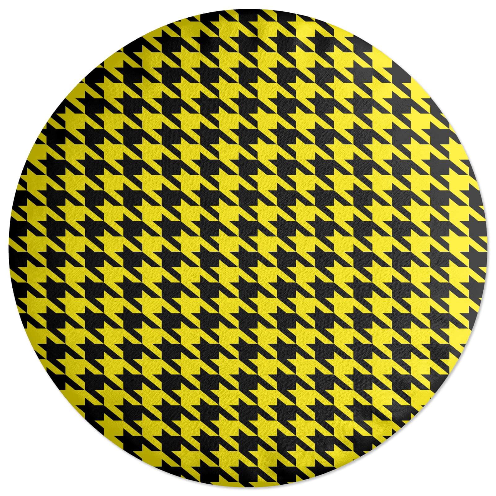 Yellow Dogtooth Round Cushion