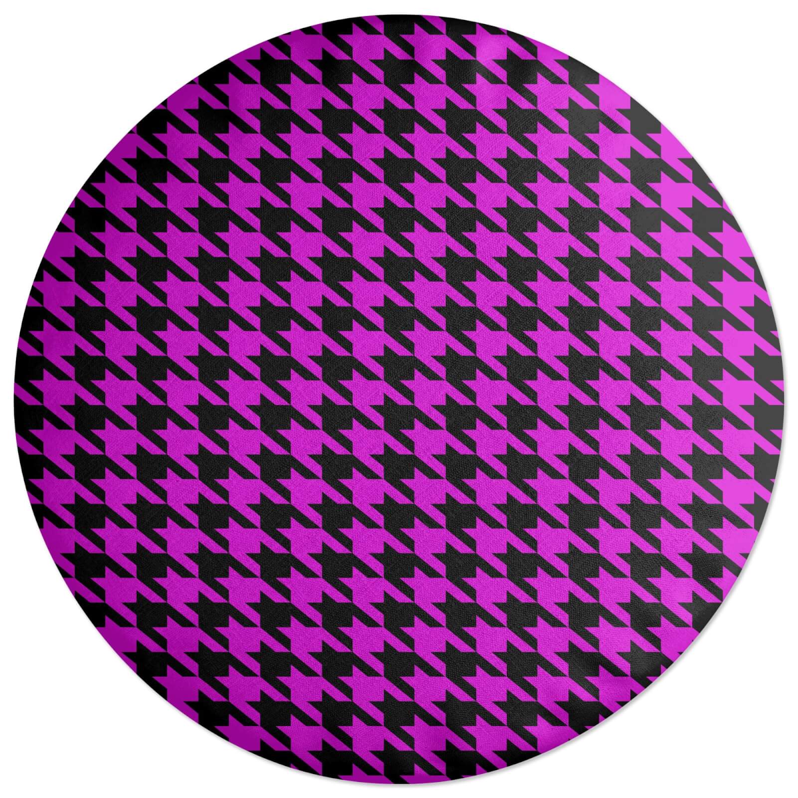 Pink Dogtooth Round Cushion