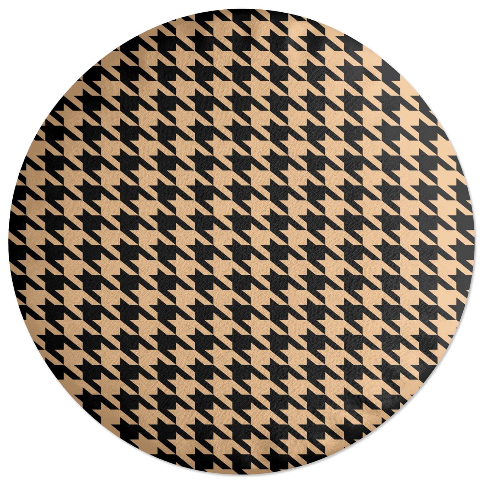 Biege Dogtooth Round Cushion