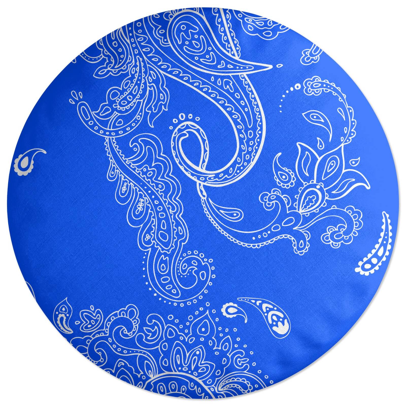 Bright Blue Paisley Round Cushion