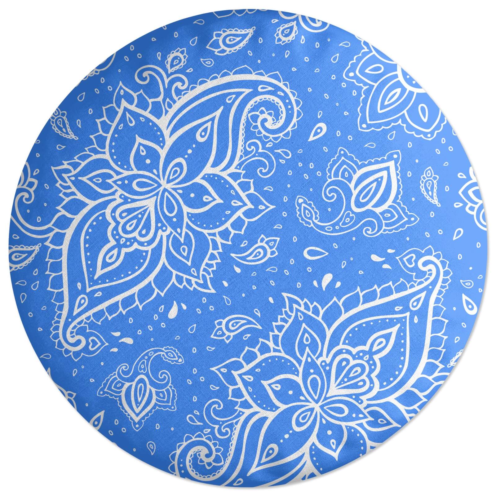 Sky Blue Paisley Round Cushion