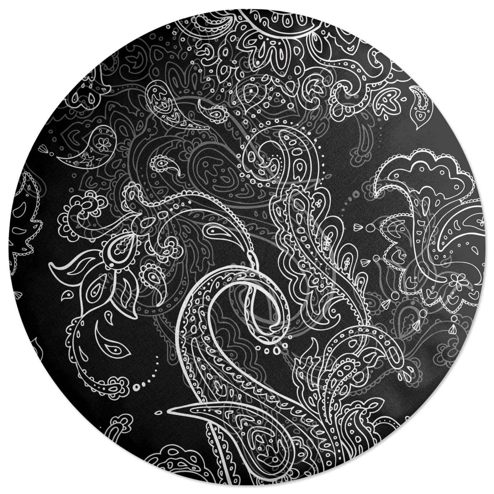 Monochrome Layered Paisley Round Cushion