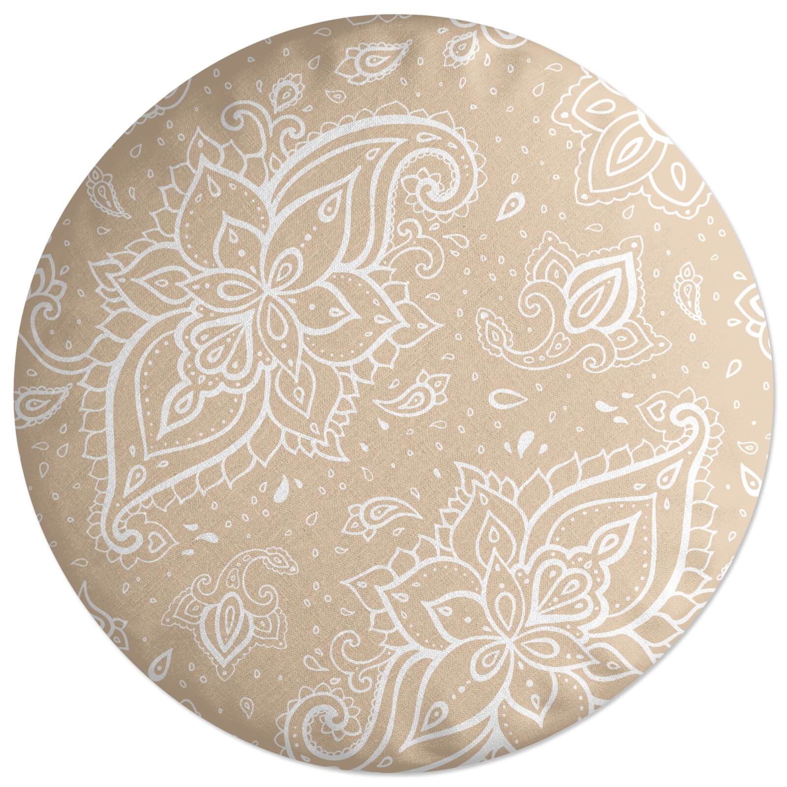 Light Biege Paisley Round Cushion